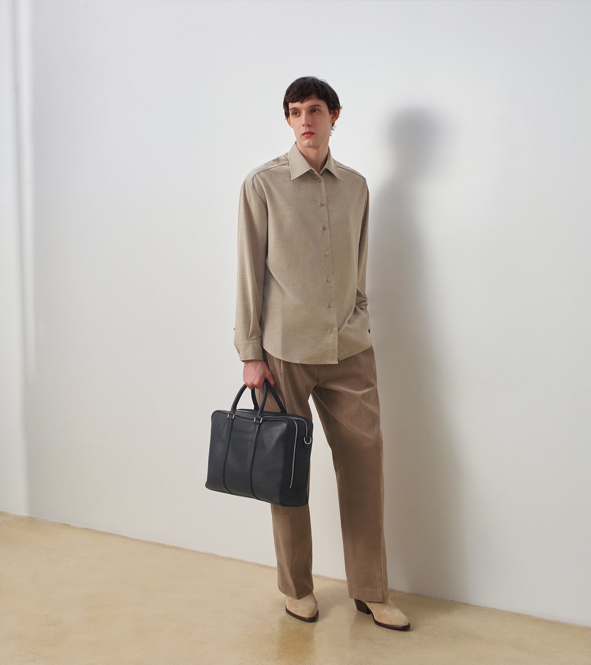 Porte documents 17" Charles en cuir grainé 2 poches zippées