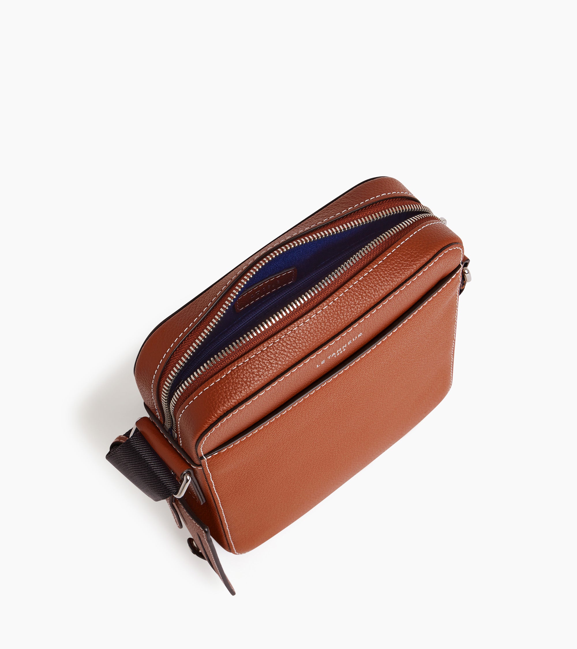 Petite sacoche zippée Emile en cuir grainé