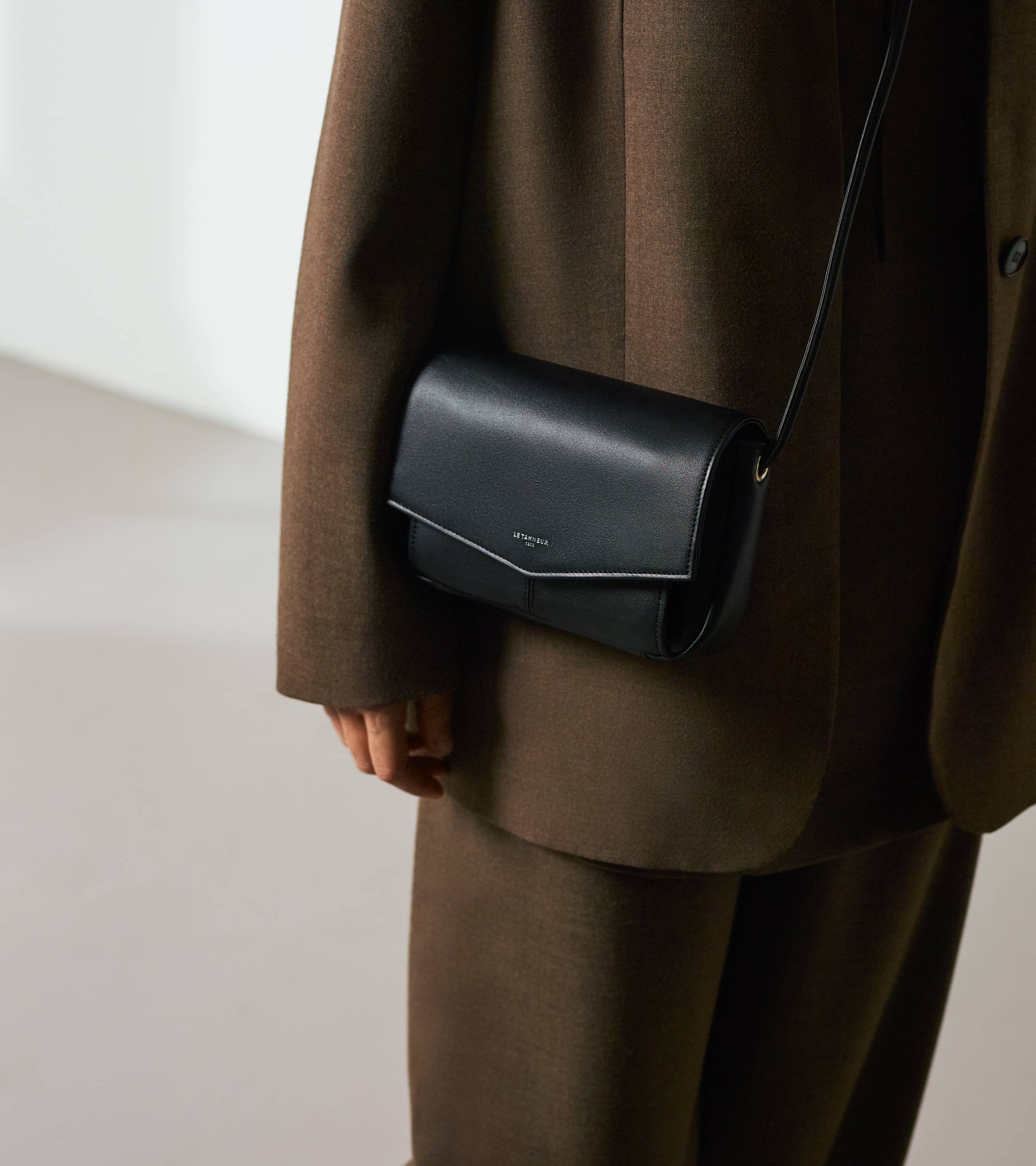 Sac pochette avec bandoulière amovible Charlotte en cuir lisse