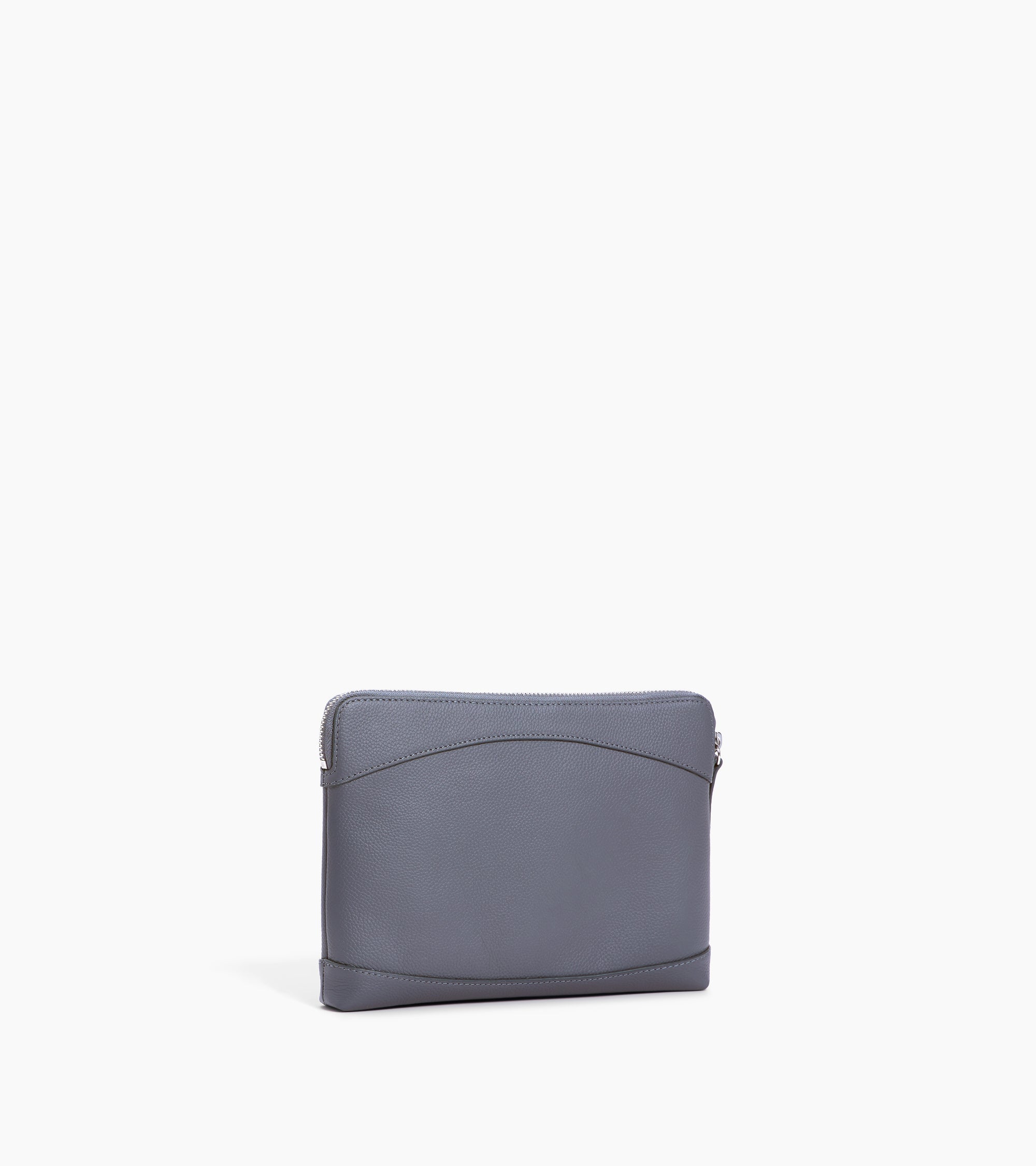 Bolso de mano con cremallera de cuero granulado