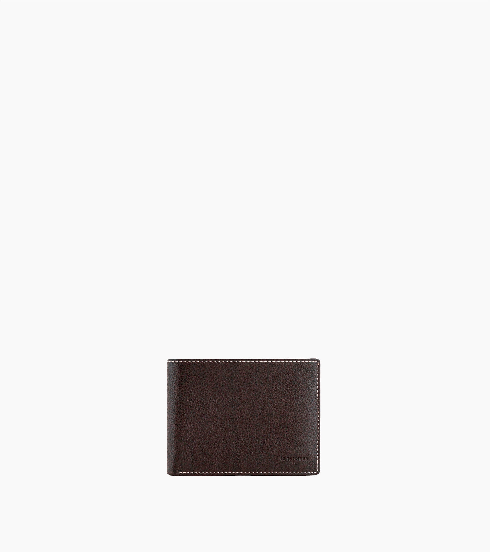 Cartera horizontal de 2 secciones con cremallera Charles de piel texturizada