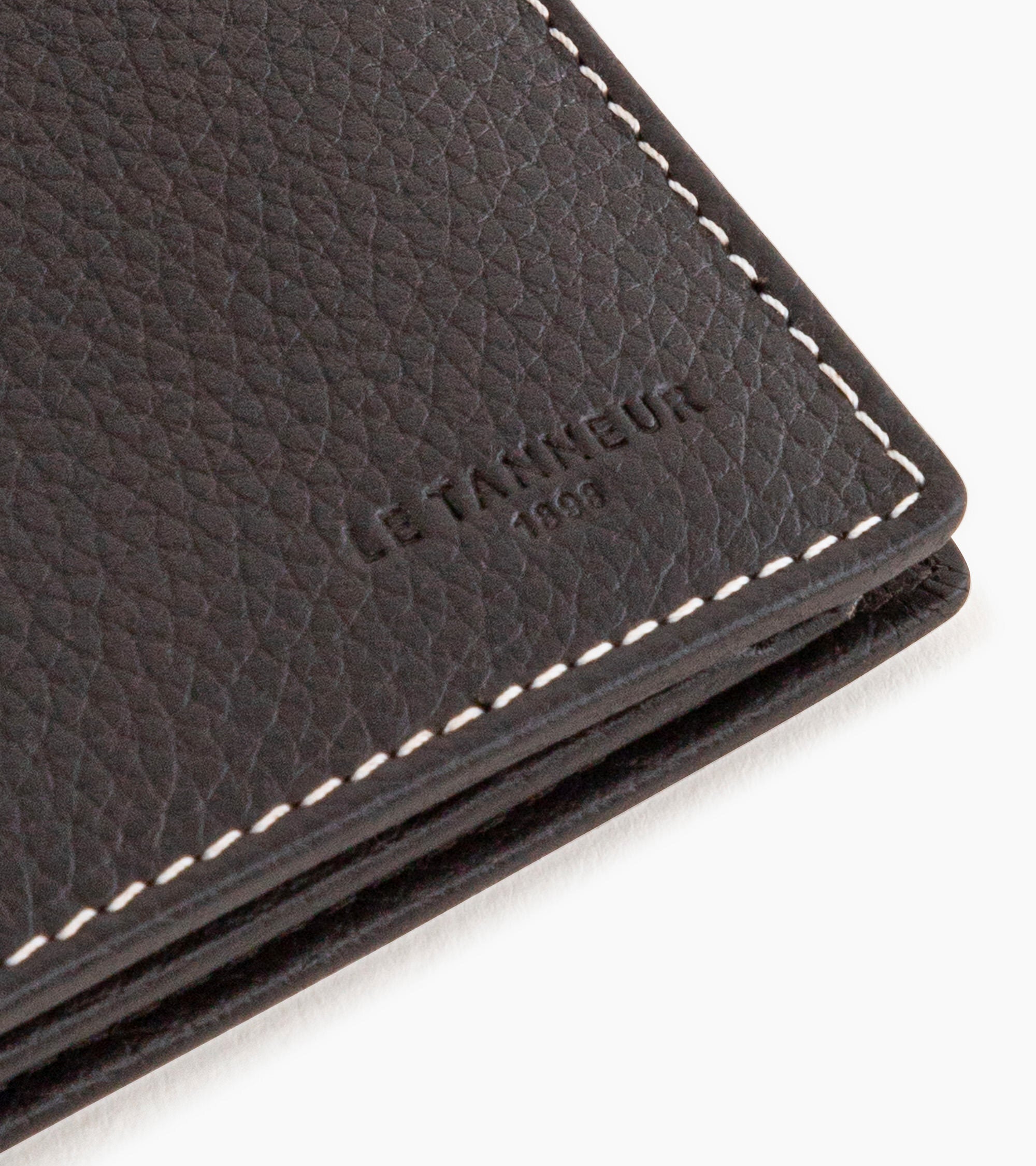 Cartera horizontal de 2 secciones con cremallera Charles de piel texturizada