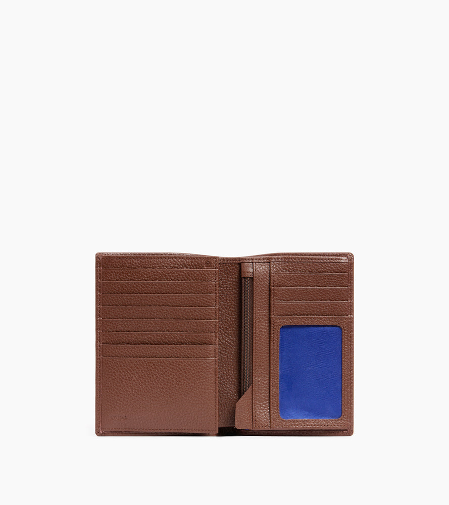 Grand portefeuille vertical zippé 2 volets Charles en cuir grainé