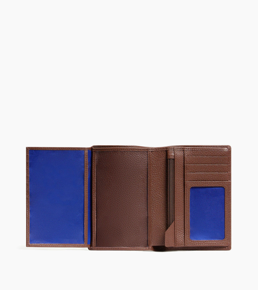 Grand portefeuille vertical zippé 2 volets Charles en cuir grainé