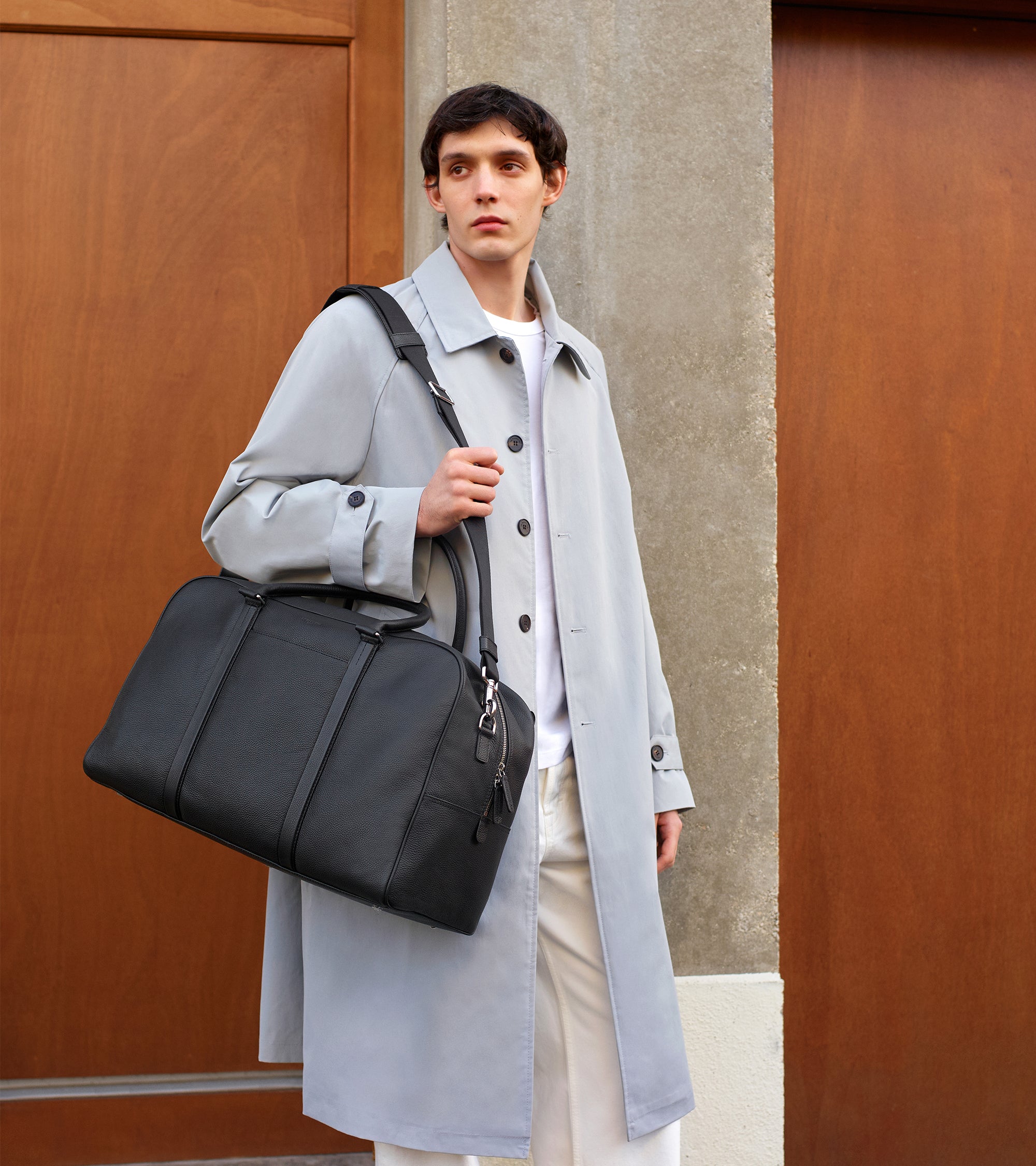 Bolsa de viaje 48h Charles de piel texturizada