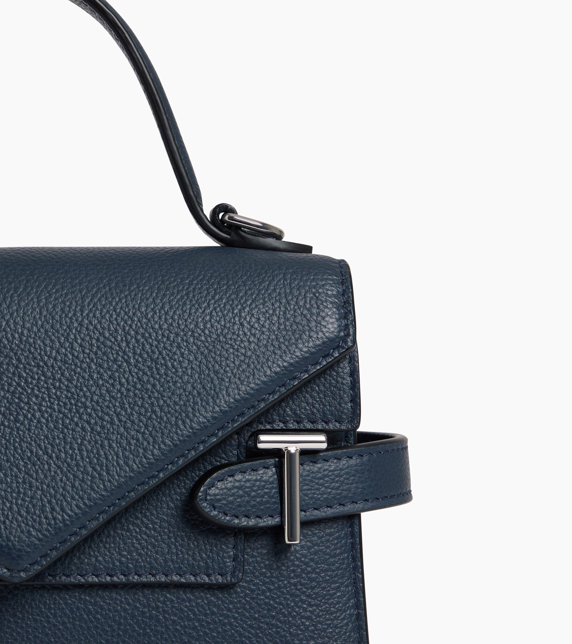 Bolso de mano pequeño Emilie de piel texturizada con doble solapa