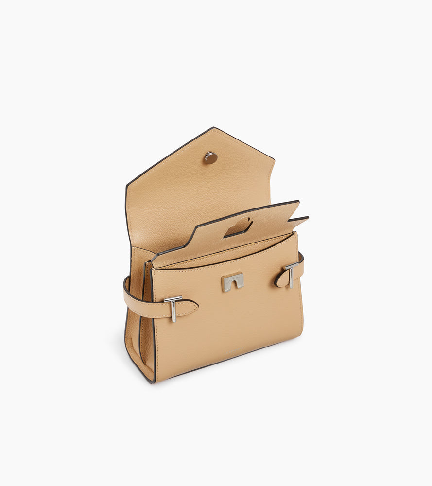 Petit sac à main double rabat Emilie en cuir grainé