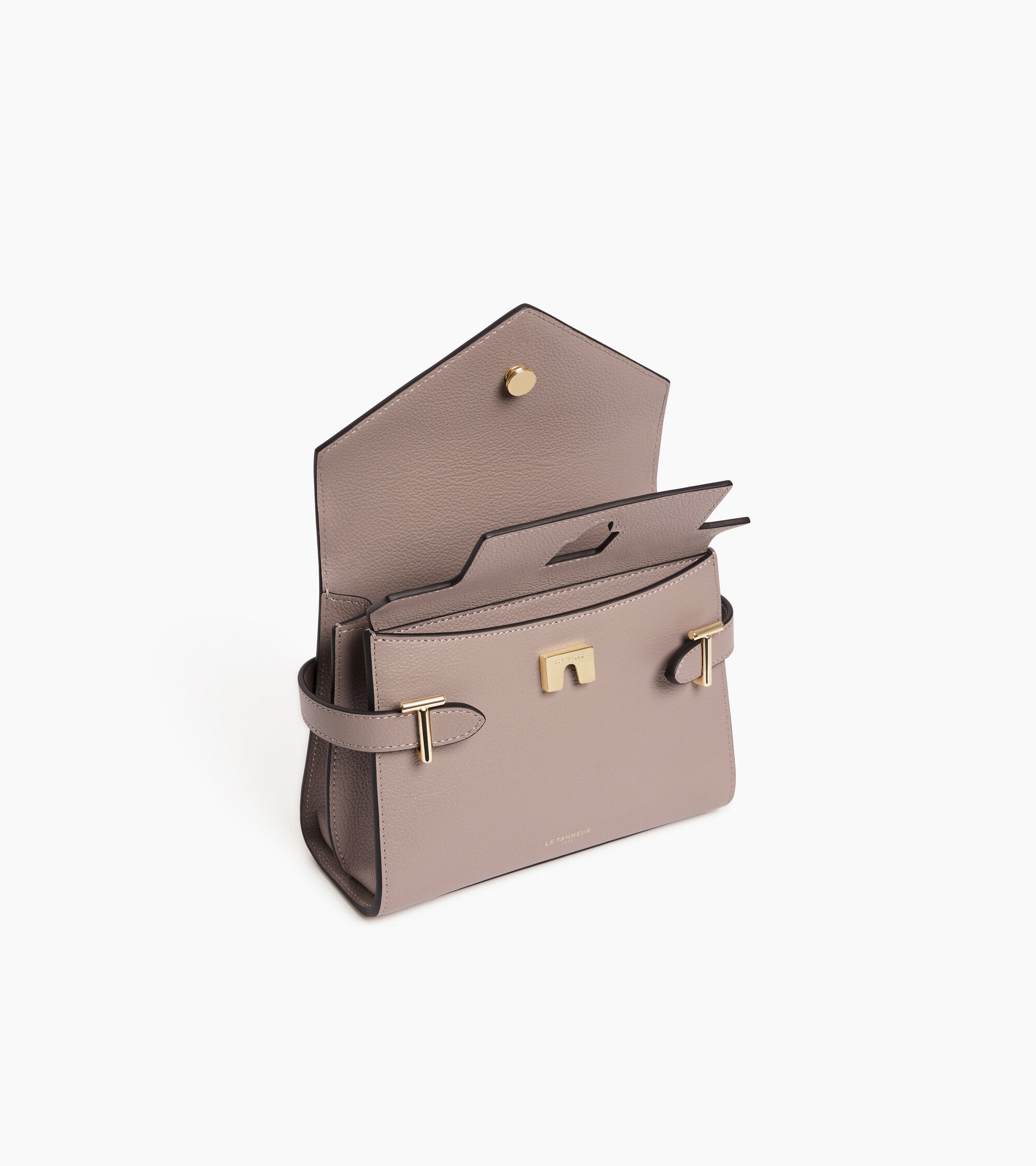Kleine Handtasche Emilie aus genarbtem Leder mit Doppelklappe