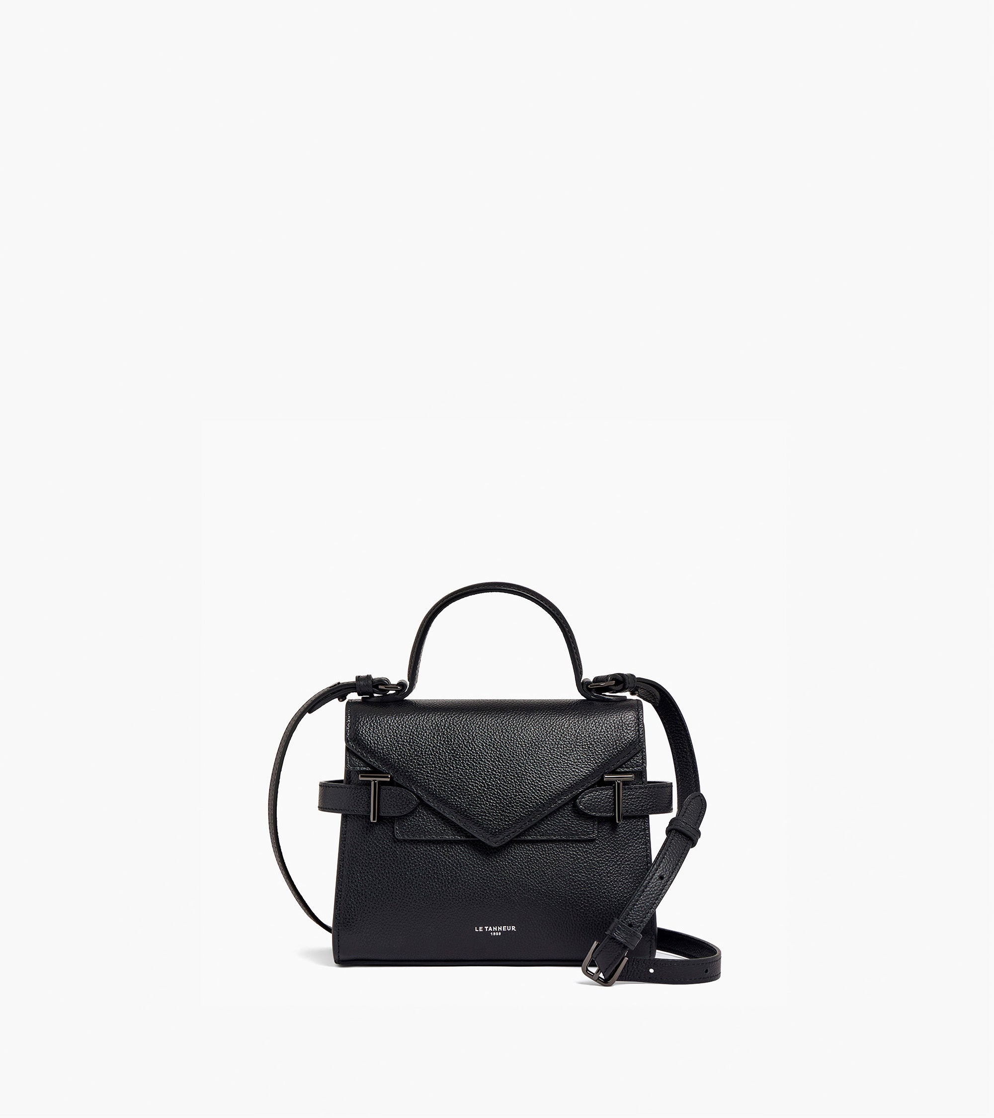 Bolso de mano pequeño Emilie de piel texturizada con doble solapa