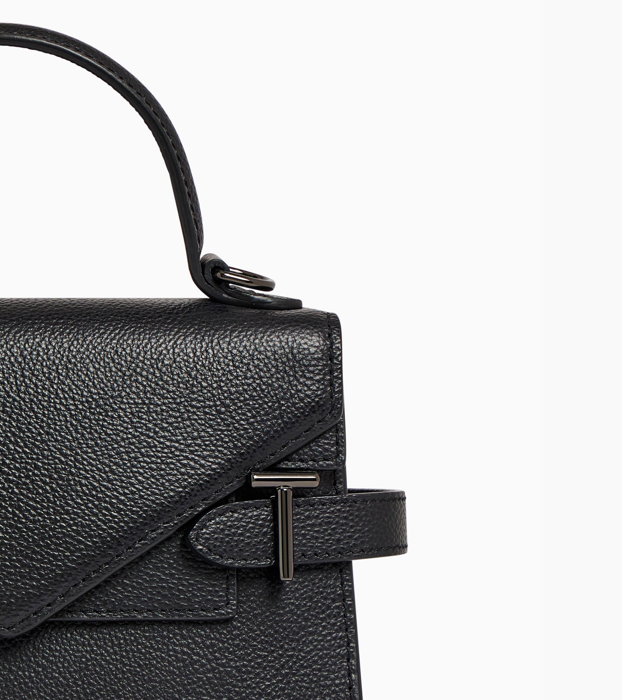 Bolso de mano pequeño Emilie de piel texturizada con doble solapa