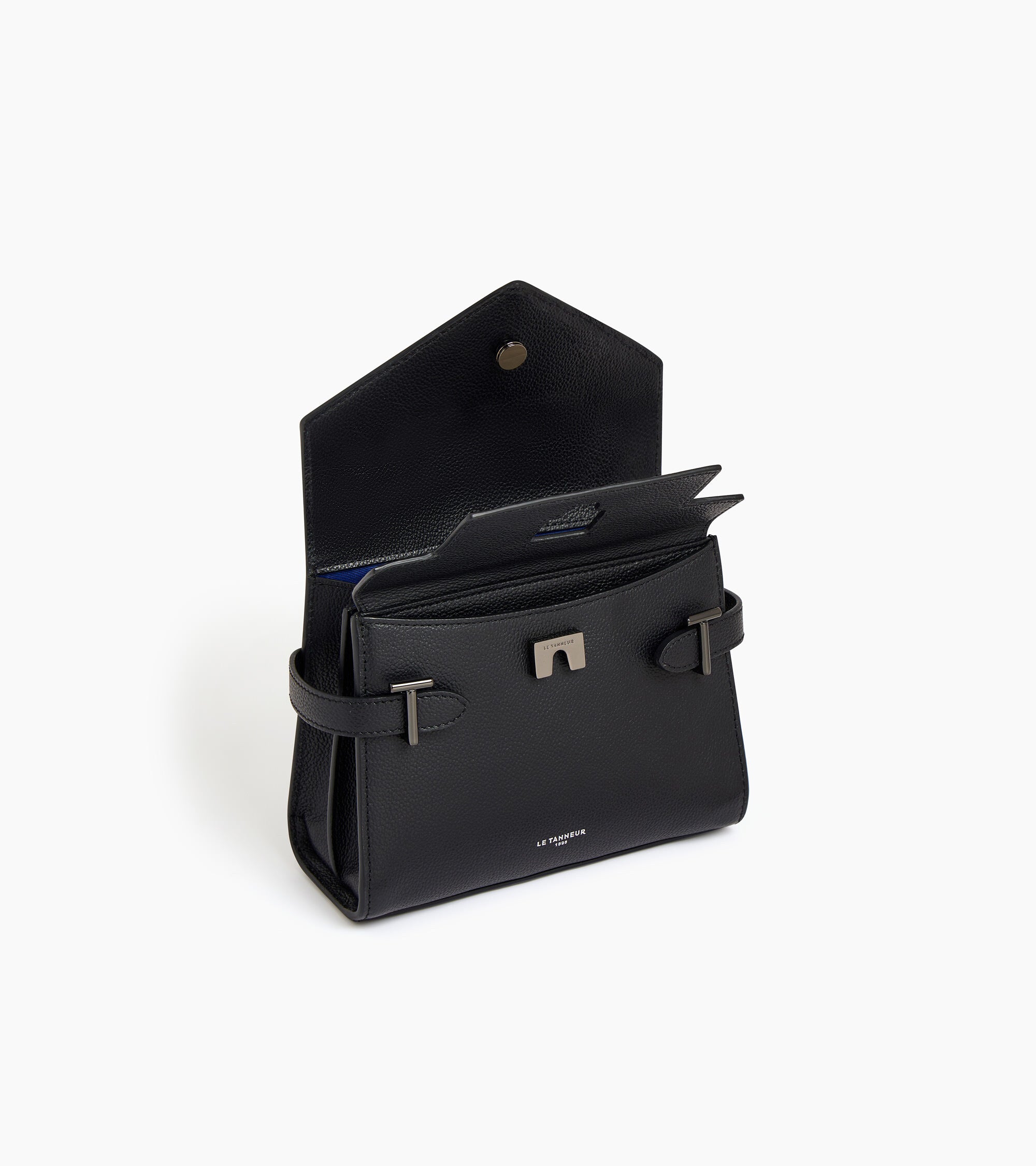 Bolso de mano pequeño Emilie de piel texturizada con doble solapa