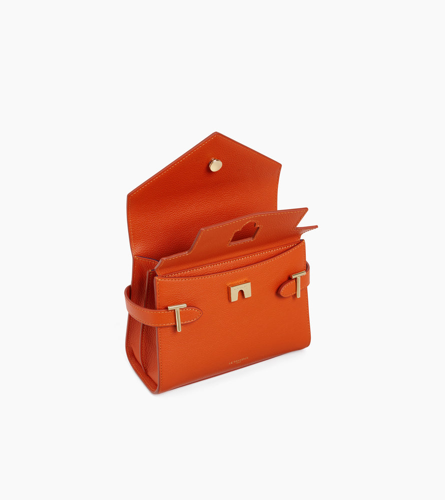 Emilie small handbag with double flap in grained leather