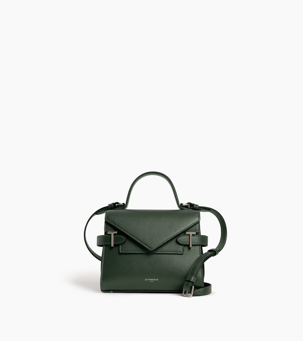Emilie small handbag with double flap in grained leather
