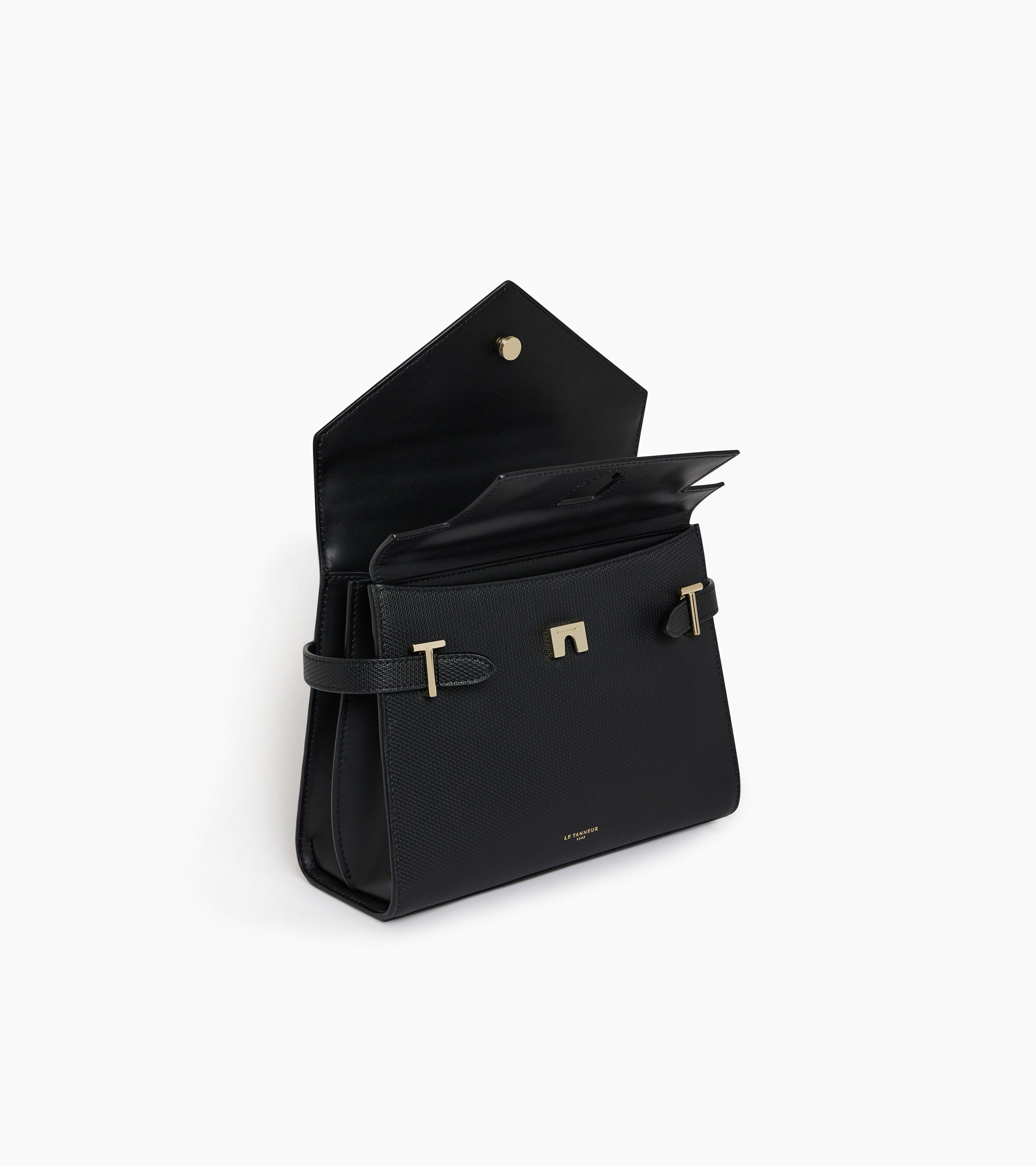 Bolso de mano mediano Emilie de piel signature T con doble solapa