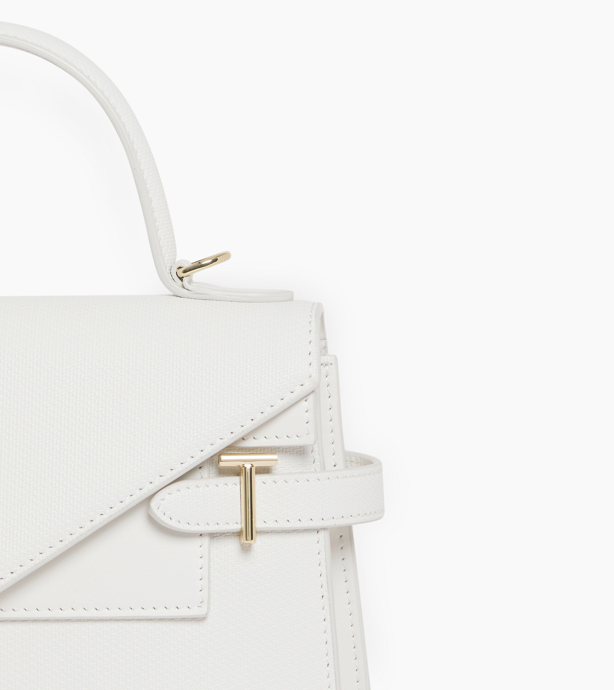Bolso de mano mediano Emilie de piel signature T con doble solapa