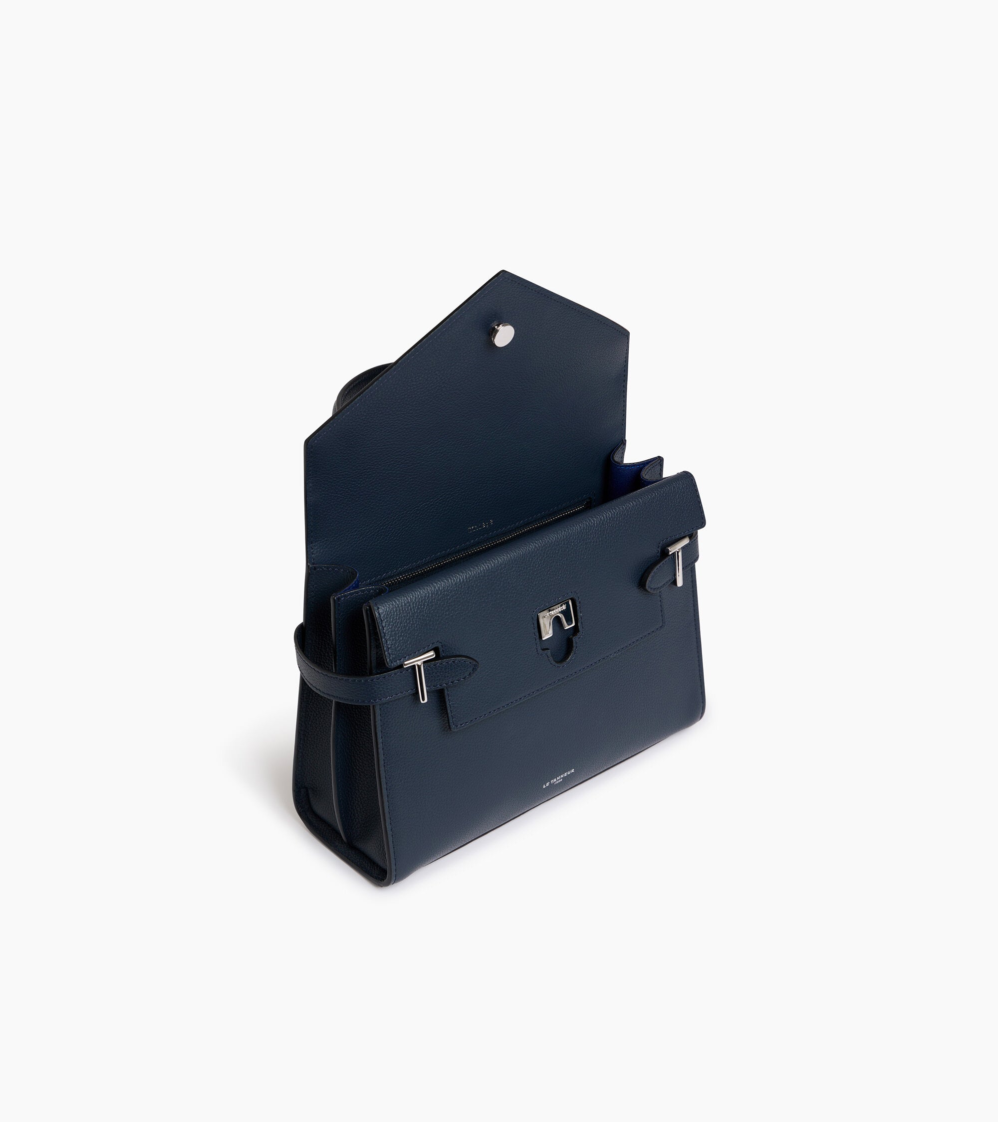 Bolso de mano mediano Emilie de piel texturizada con doble solapa