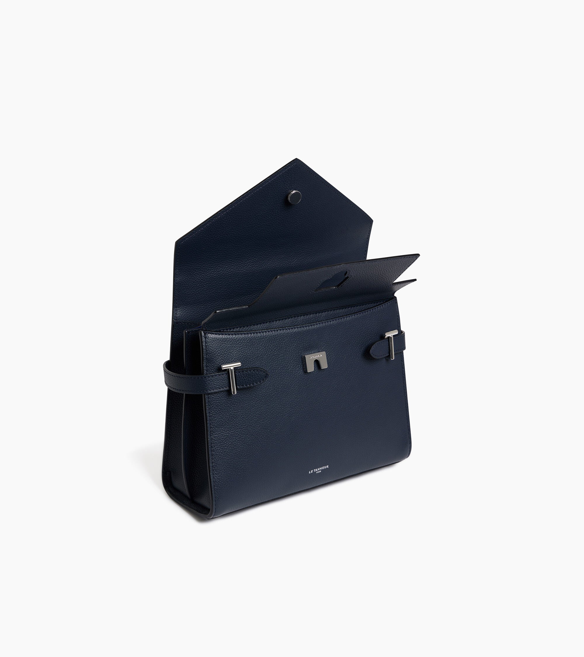Bolso de mano mediano Emilie de piel texturizada con doble solapa
