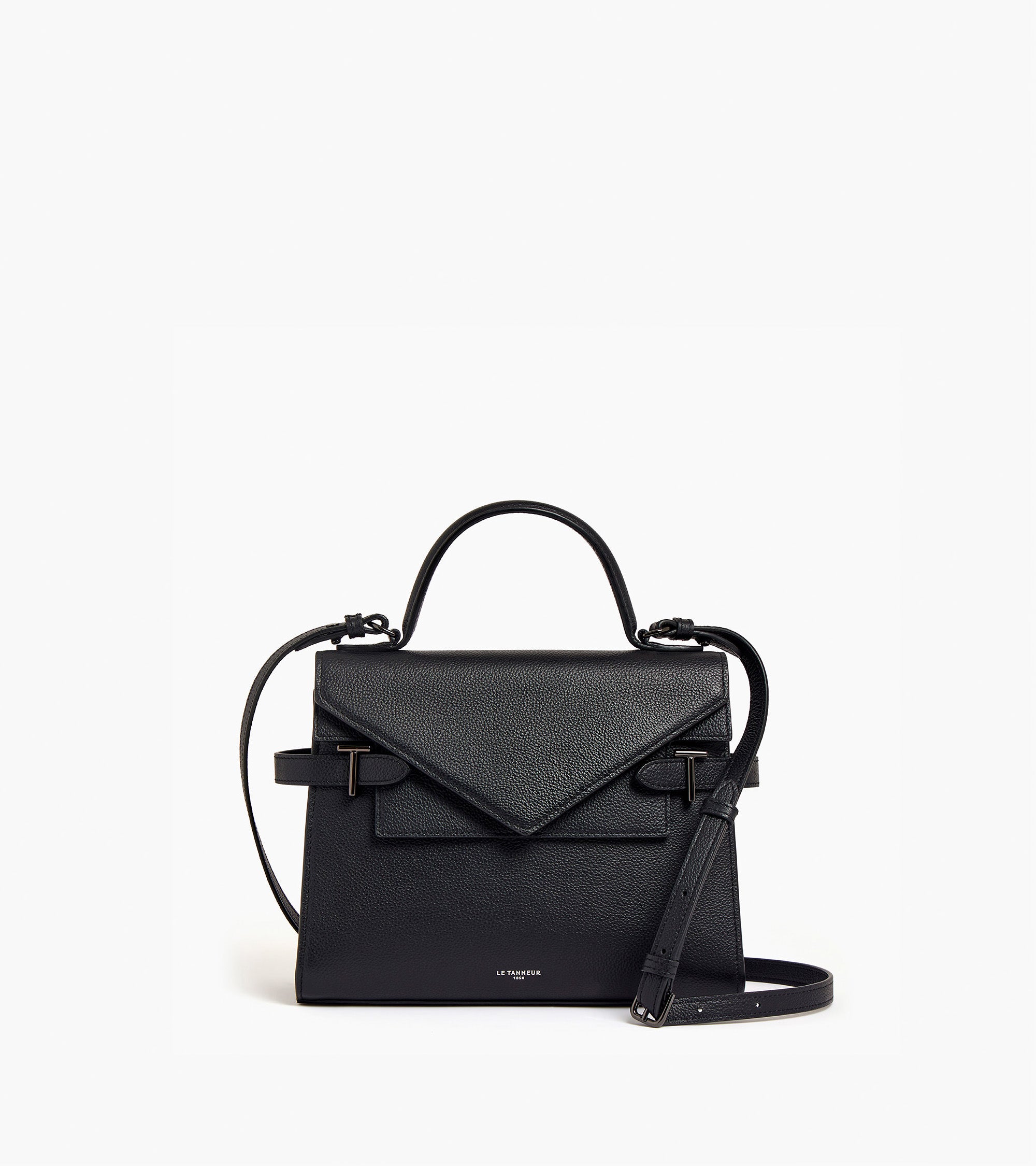 Bolso de mano mediano Emilie de piel texturizada con doble solapa