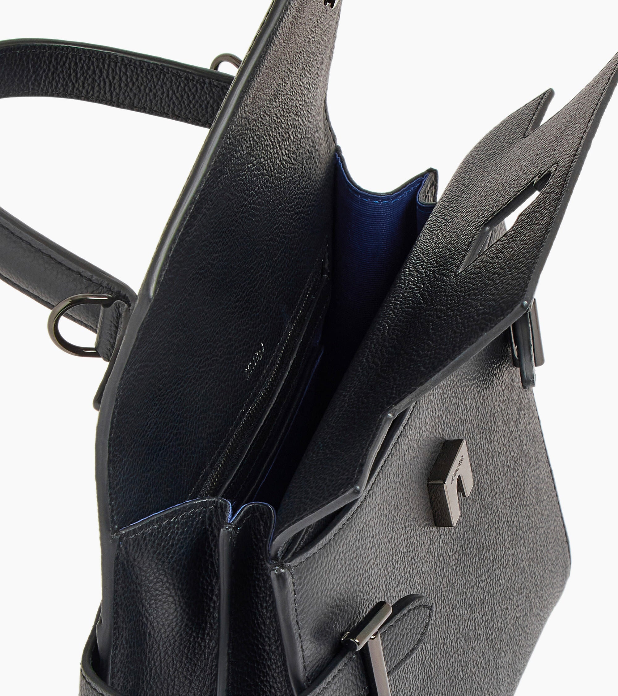 Bolso de mano mediano Emilie de piel texturizada con doble solapa