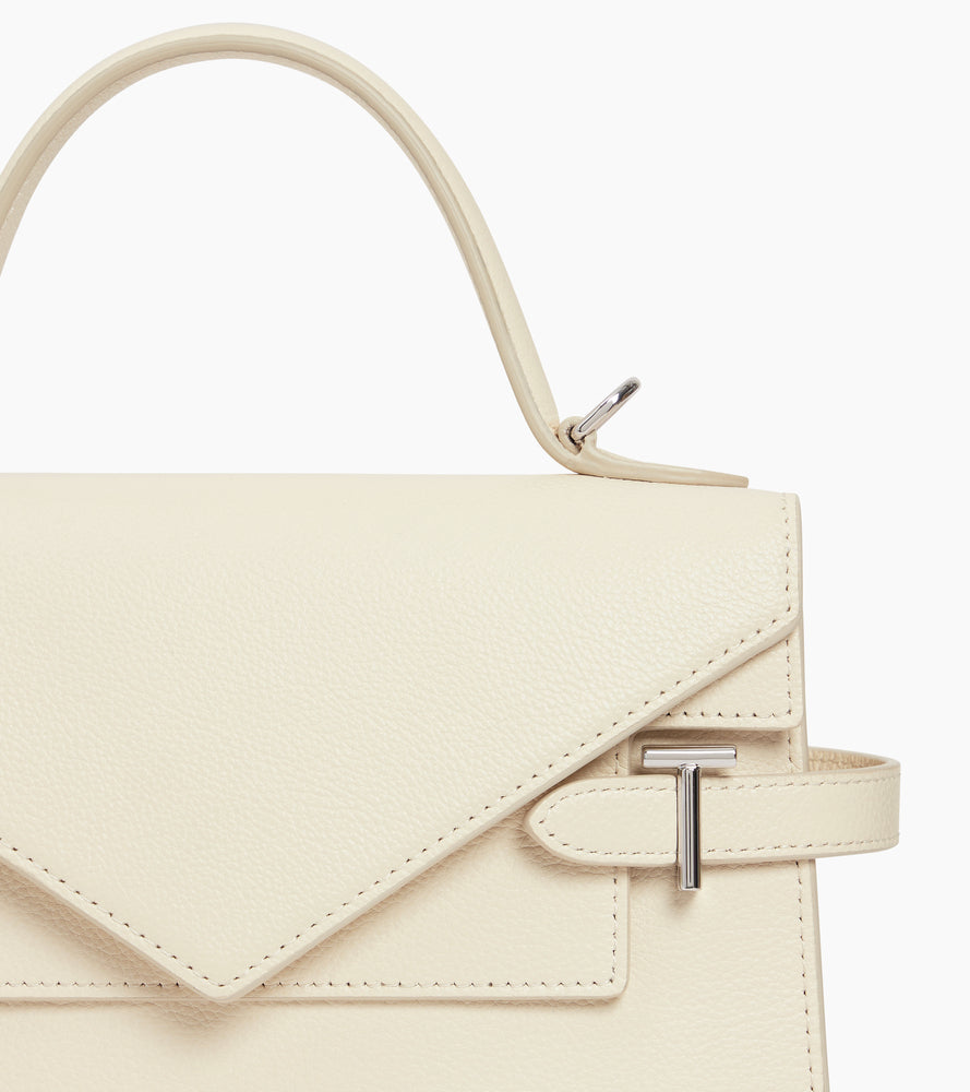 Sac à main double rabat moyen modèle Emilie en cuir grainé