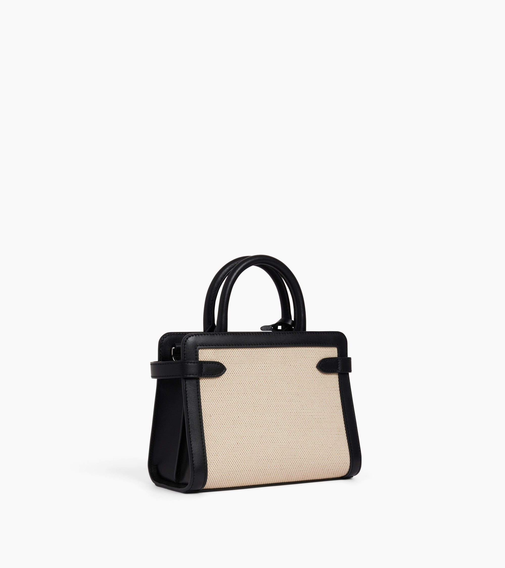 Bolso de mano pequeño Emilie en lona de algodón y cuero liso