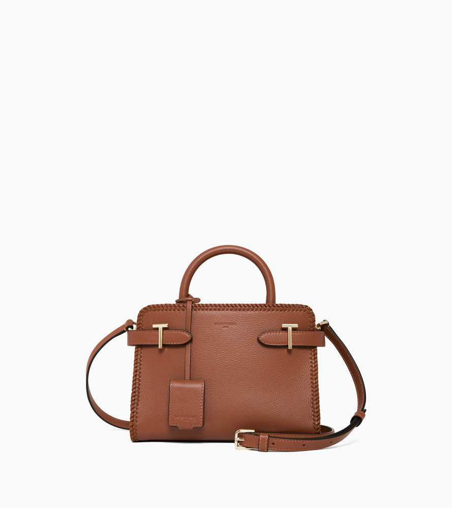 Petit sac à main Emilie en cuir grainé avec surpiqûres