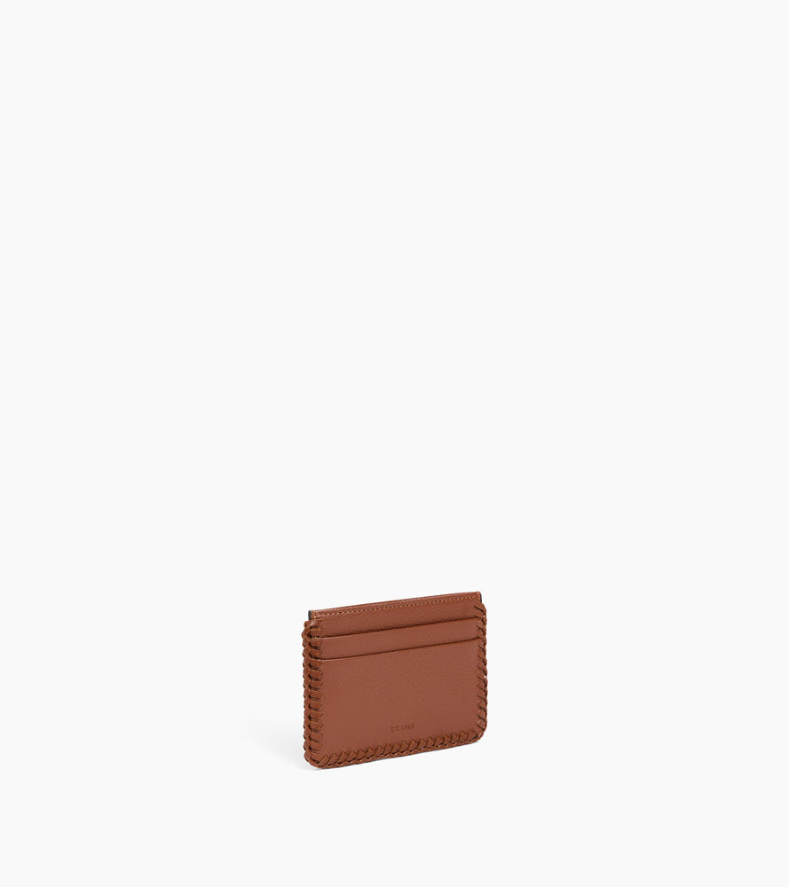 Porte cartes Emilie en cuir grainé avec surpiqûres