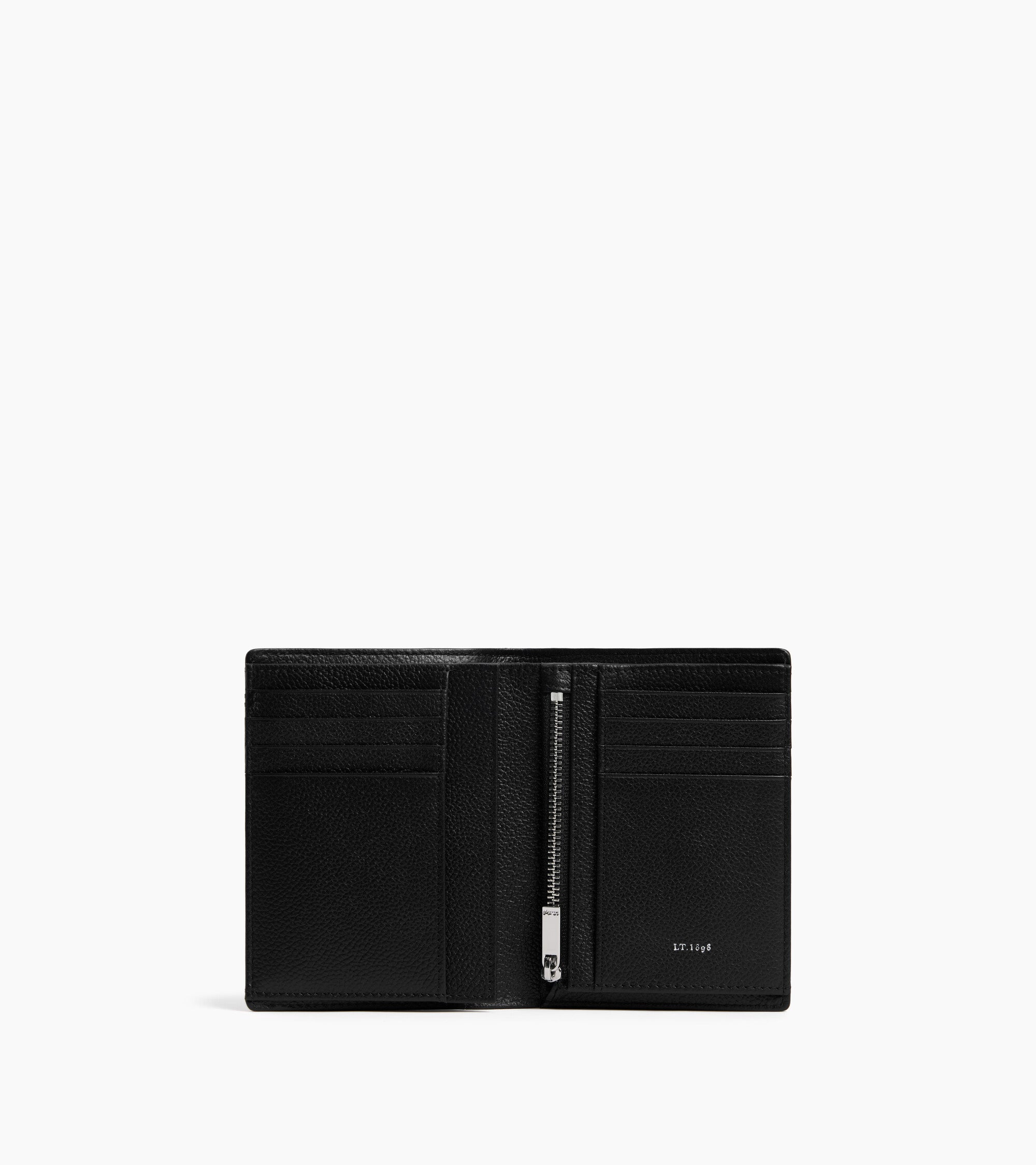 Kleine Bifold-Brieftasche im Hochformat mit Reißverschluss Lucien aus genarbtem Leder