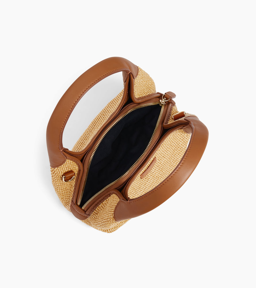 Kleine Handtasche Juliette aus Glattleder in Raffia-Optik