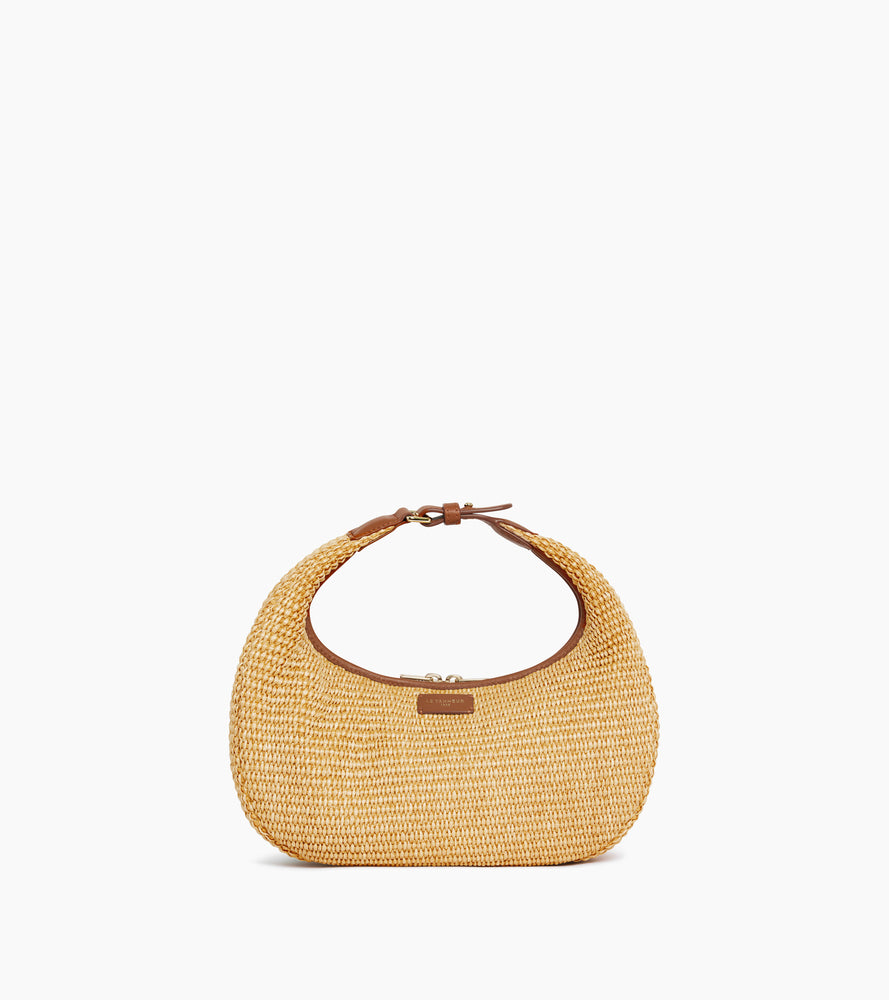 Bolso hobo pequeño Juliette con efecto de rafia y cuero liso