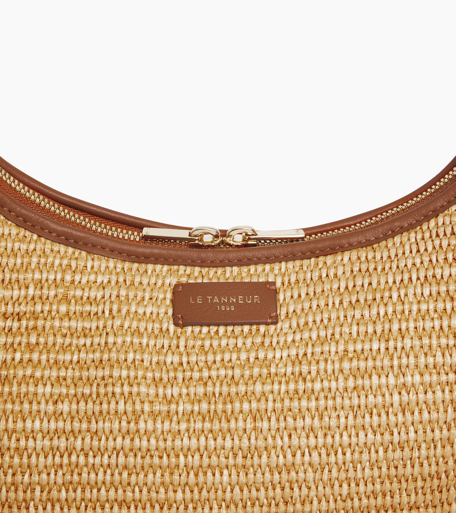 Bolso hobo pequeño Juliette con efecto de rafia y cuero liso