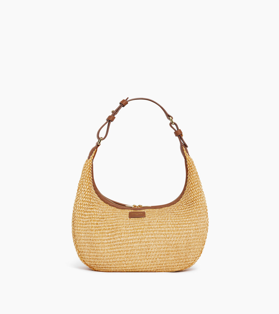 Bolso hobo pequeño Juliette con efecto de rafia y cuero liso