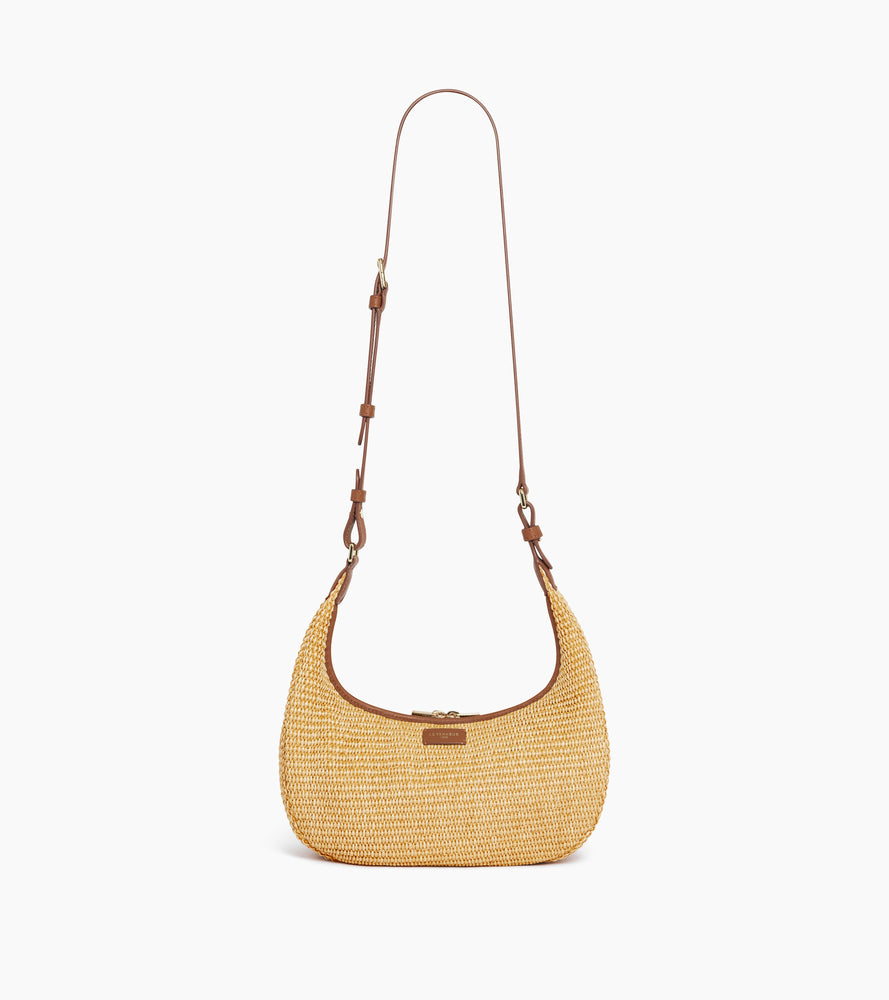 Bolso hobo pequeño Juliette con efecto de rafia y cuero liso