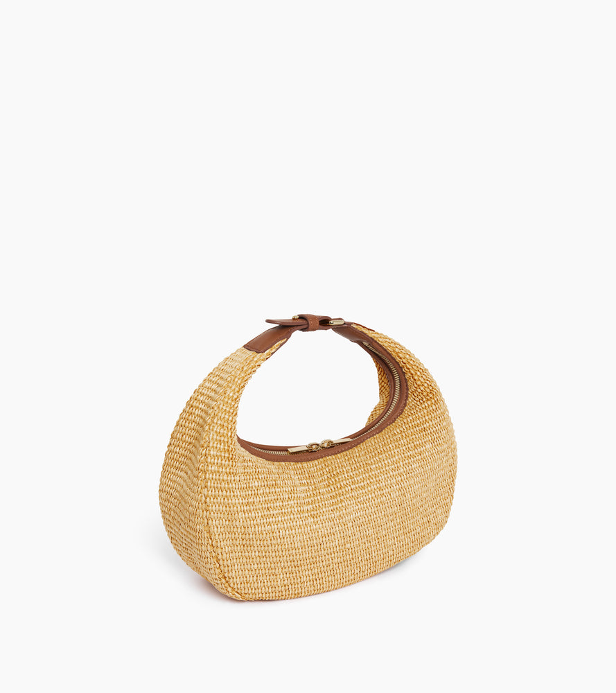 Bolso hobo pequeño Juliette con efecto de rafia y cuero liso