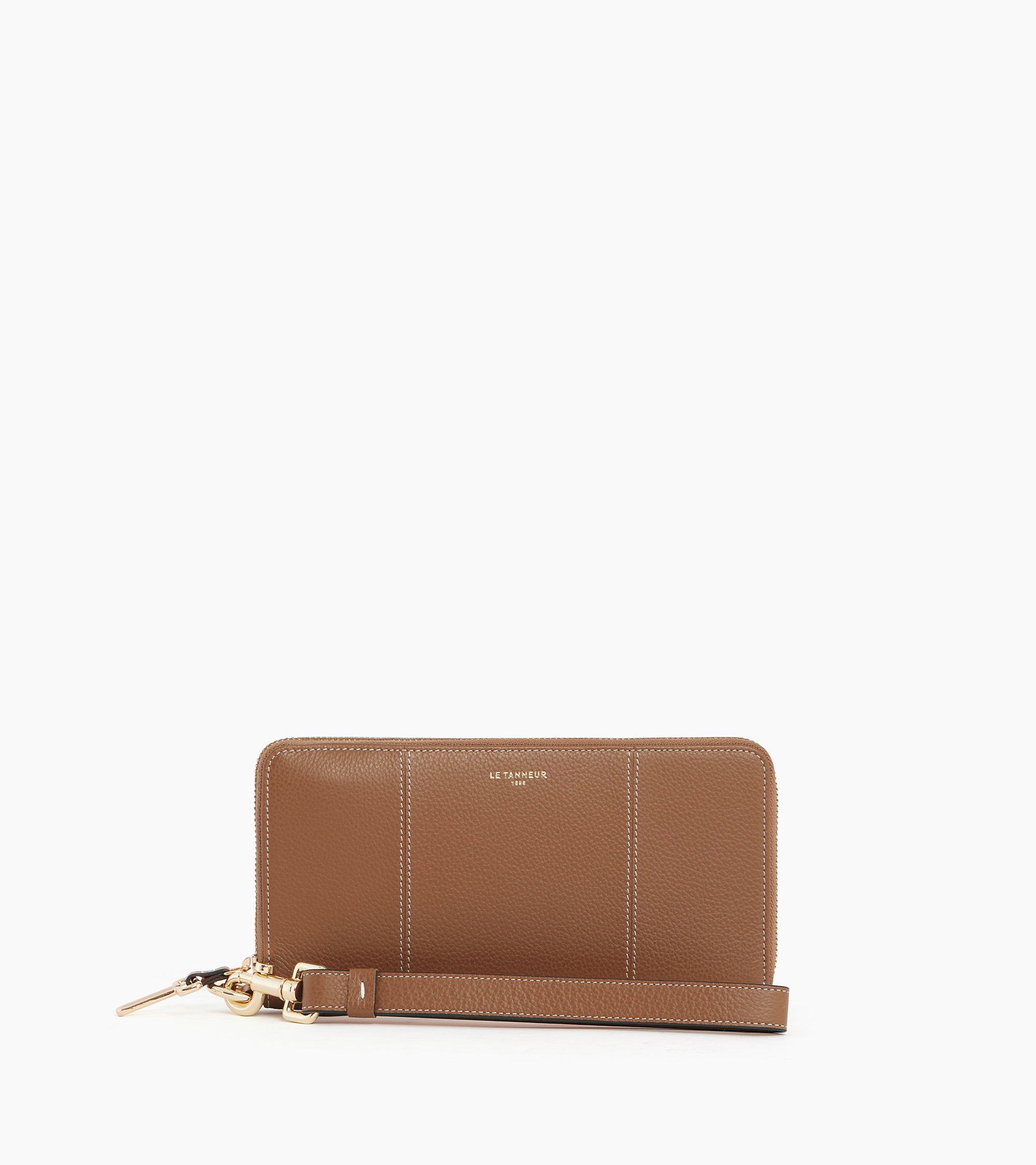 Cartera con cremallera Juliette de cuero granulado