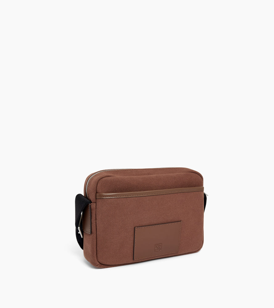 Petit sac bandoulière Maurice en toile coton et cuir lisse