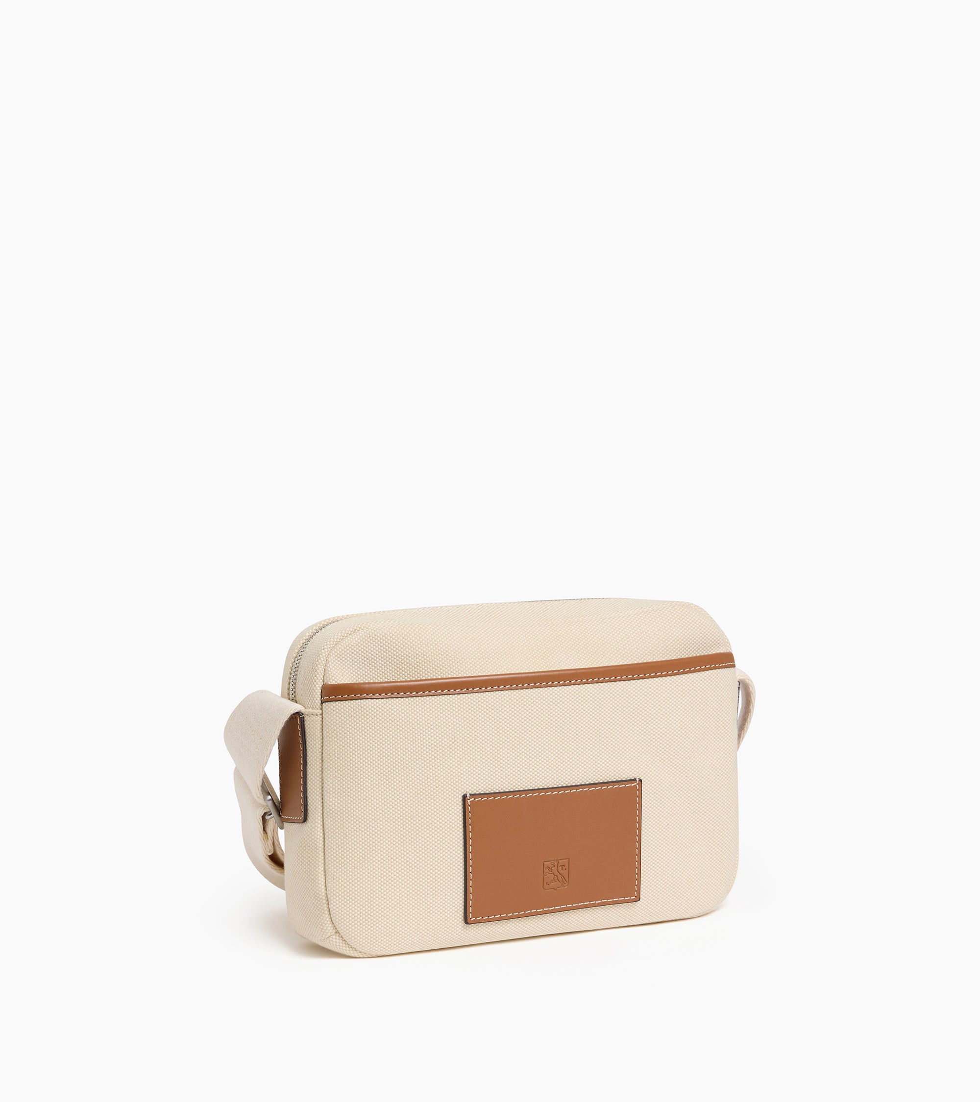 Bolso bandolera pequeño Maurice en lona de algodón y cuero liso semi-vegetal