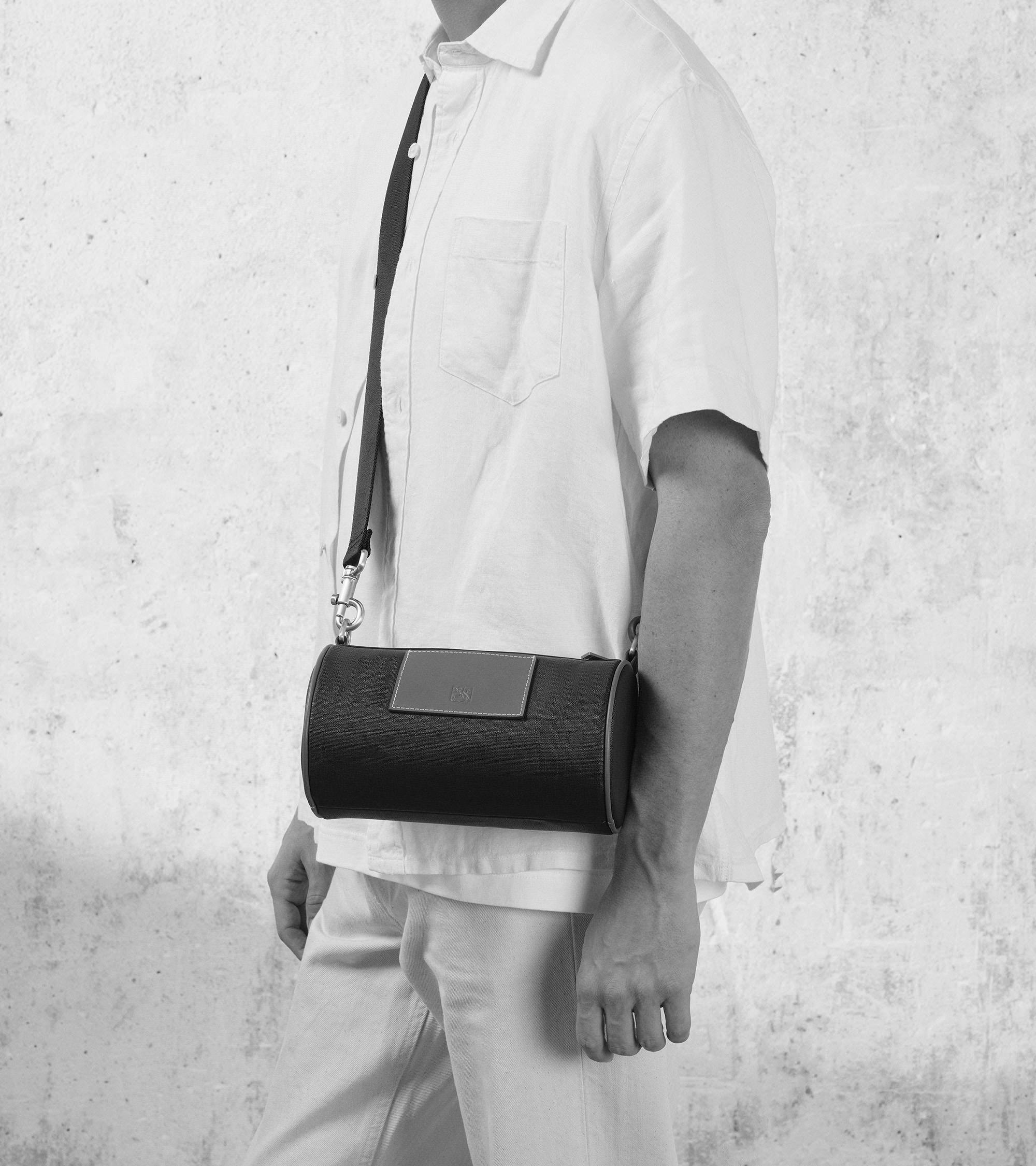 Mini bolso bandolera Maurice en lona de algodón y cuero liso semi-vegetal