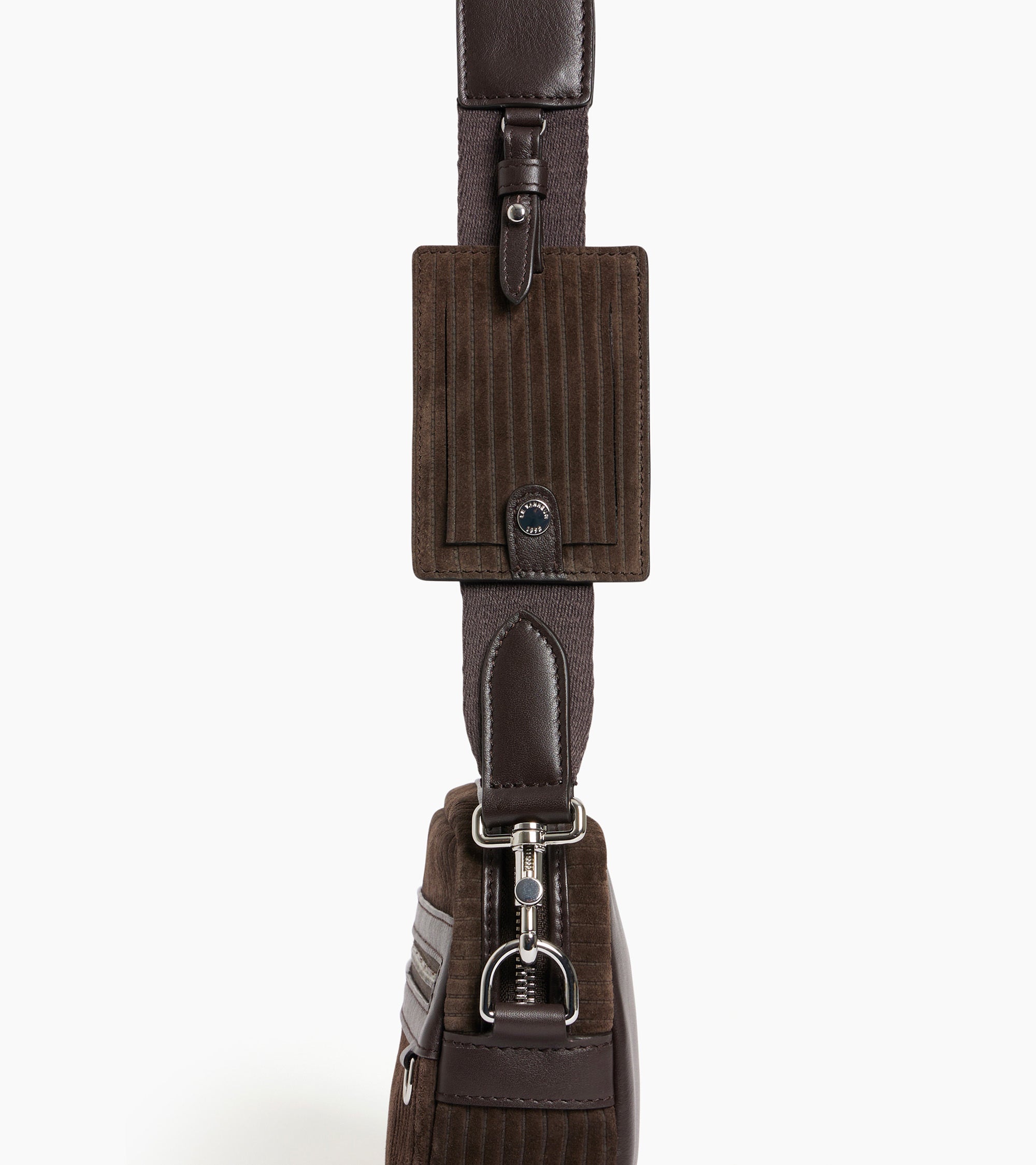 Emile camera bag in ribbed and smooth leather