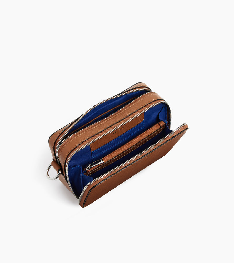 Kleine Umhängetasche Emile aus genarbtem Leder mit 2 Fächern