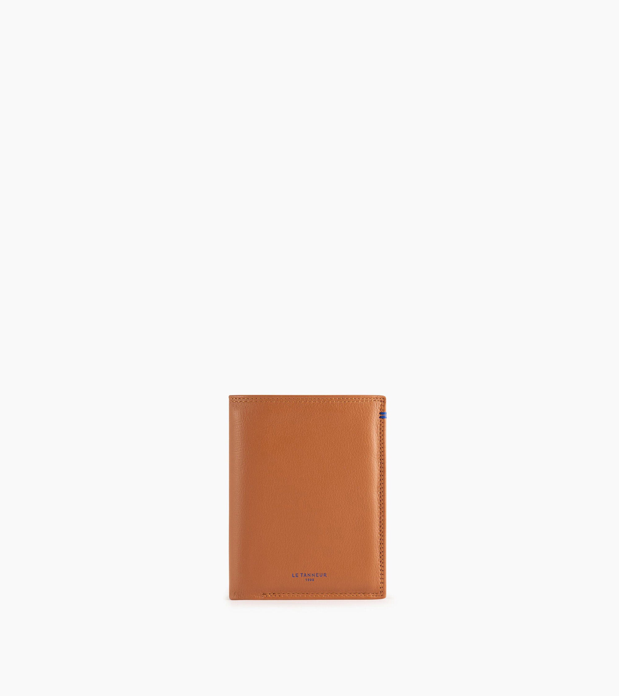 Cartera vertical mediana con cremallera de 2 secciones Martin de piel lisa