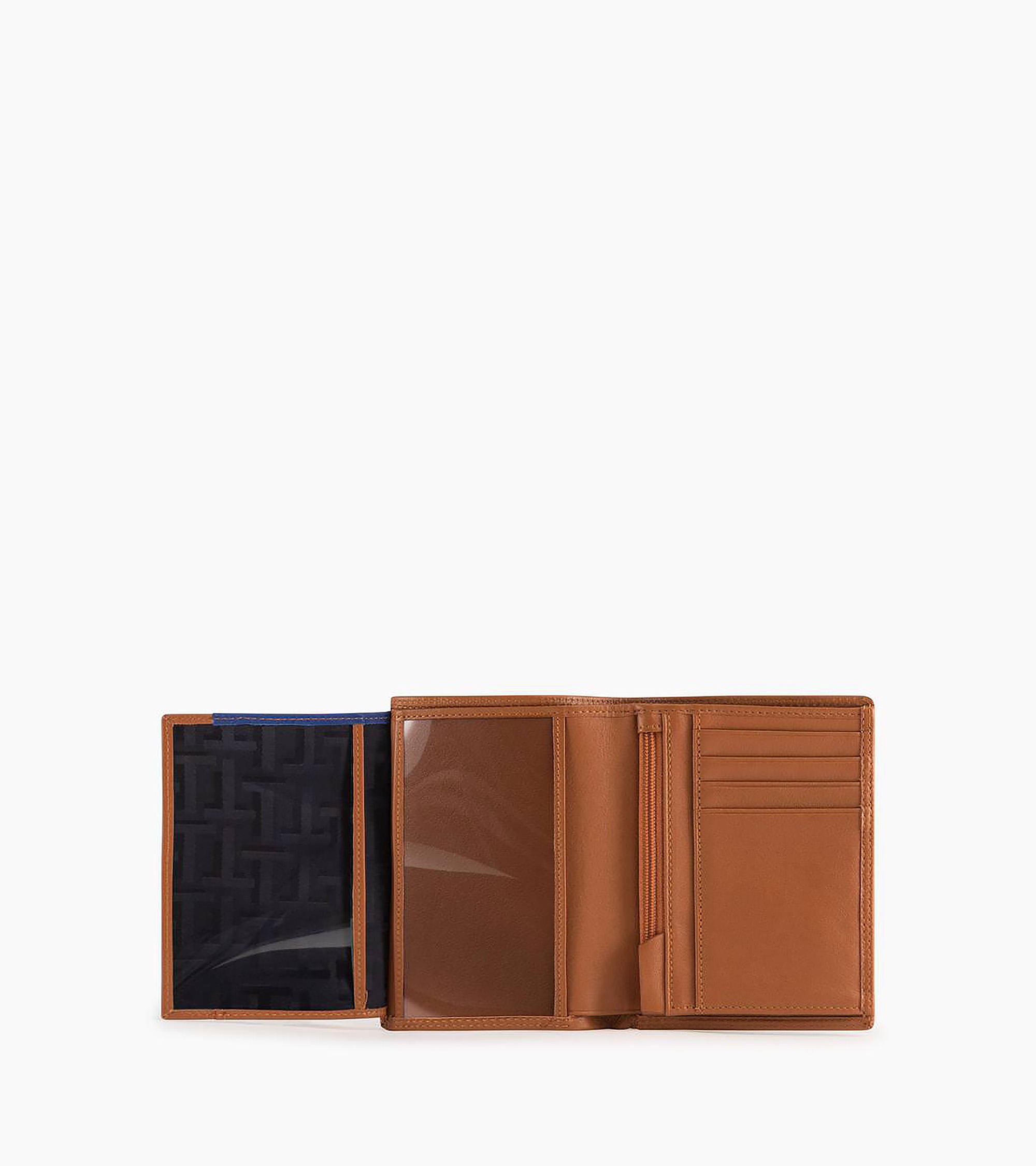 Cartera vertical mediana con cremallera de 2 secciones Martin de piel lisa