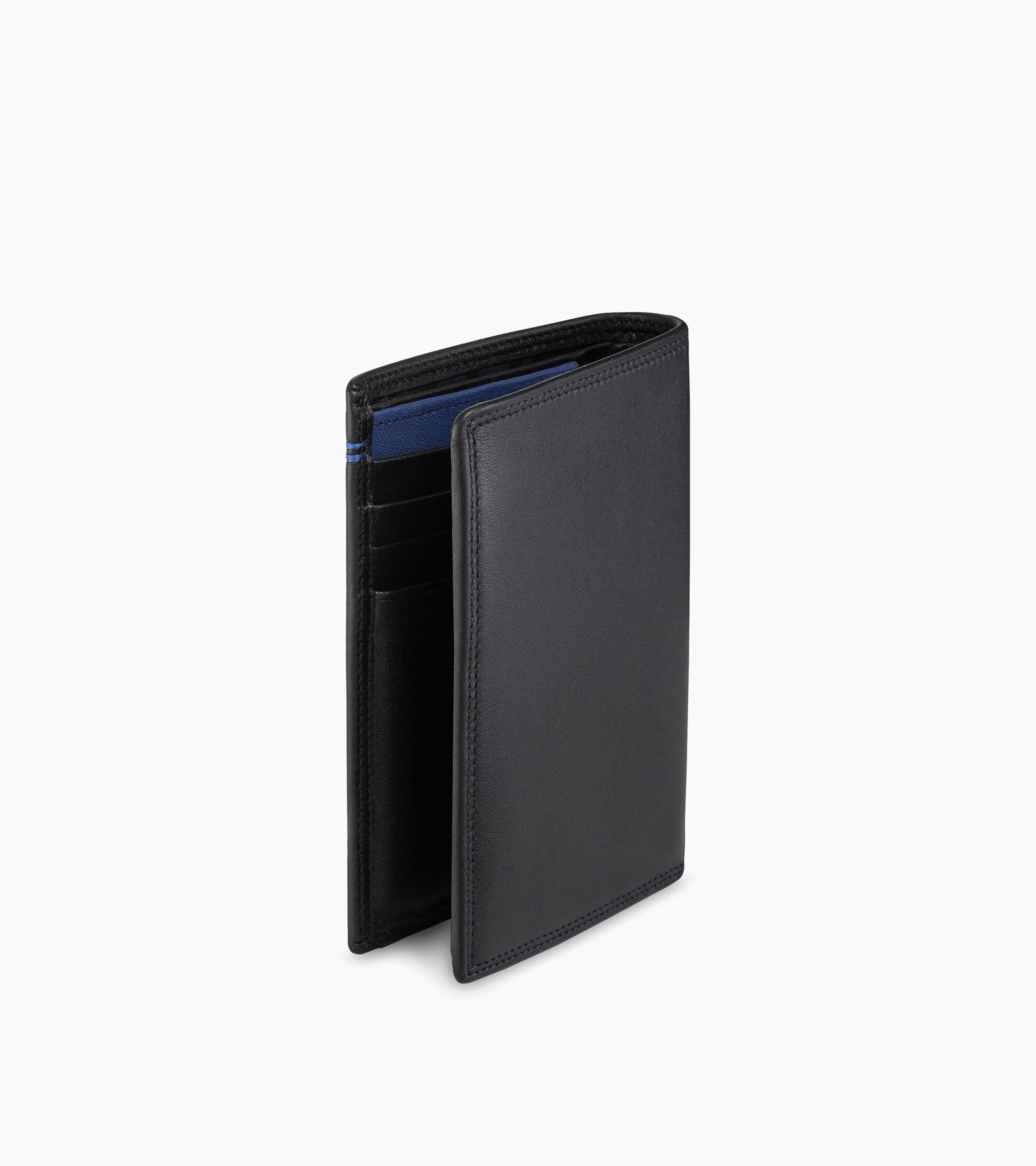 Cartera vertical mediana con cremallera de 2 secciones Martin de piel lisa