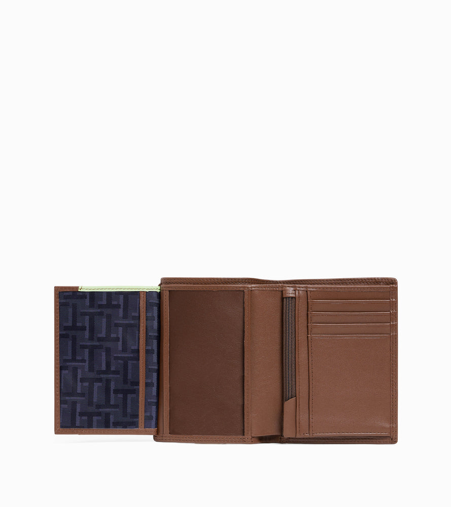 Portefeuille vertical moyen modèle zippé 2 volets Martin en cuir lisse