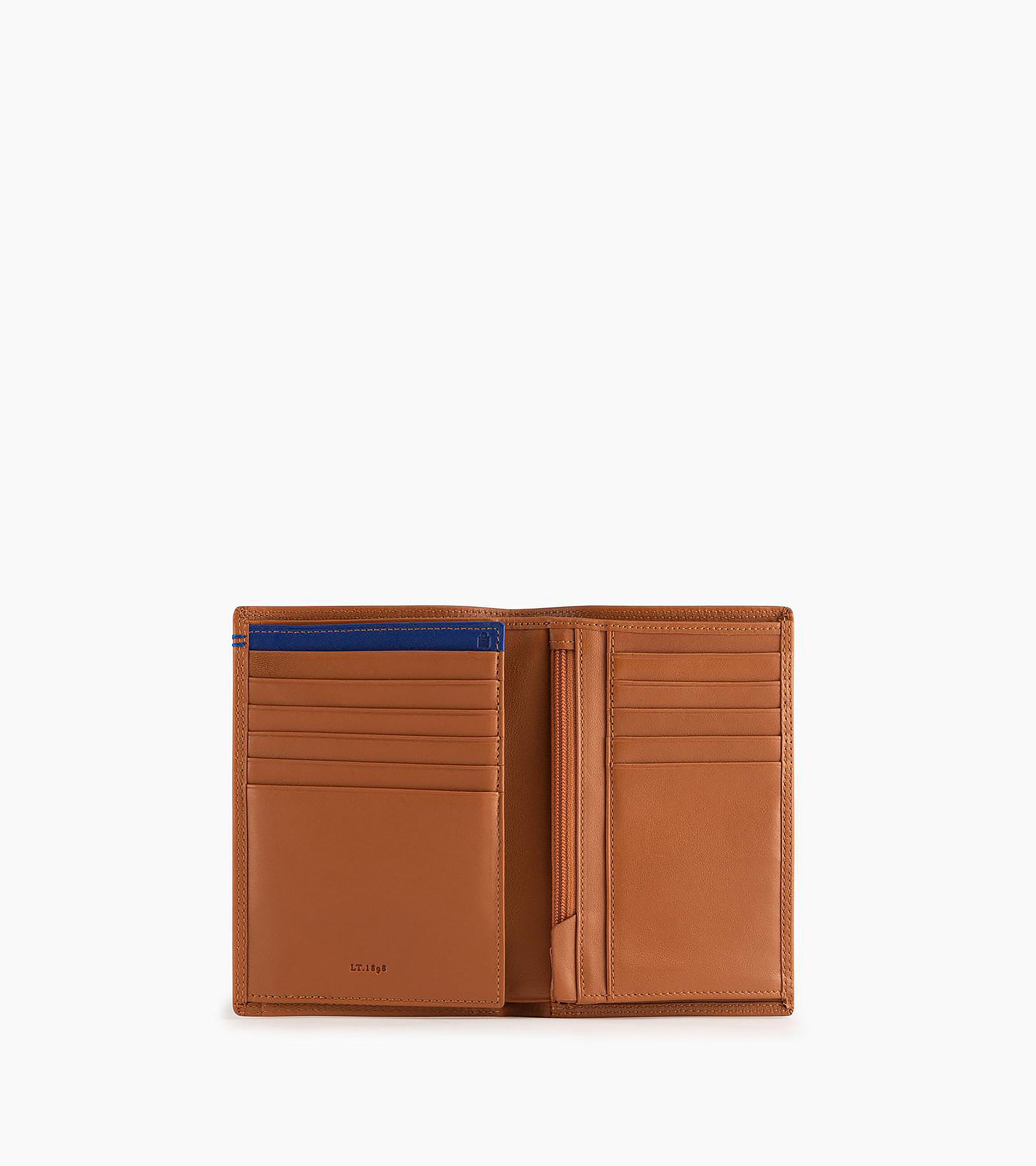 Cartera vertical grande con cremallera de 2 secciones Martin de piel lisa