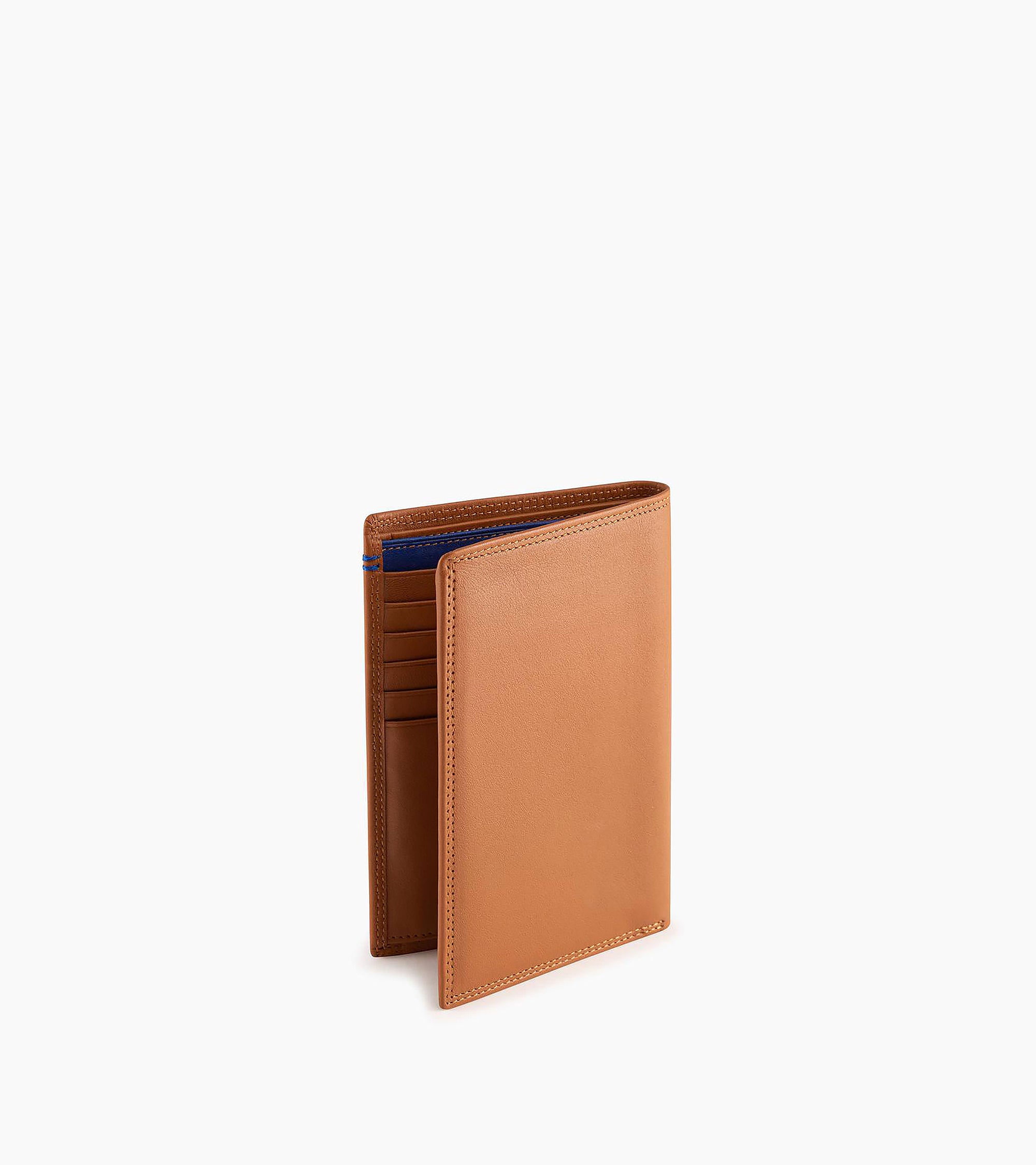 Cartera vertical grande con cremallera de 2 secciones Martin de piel lisa