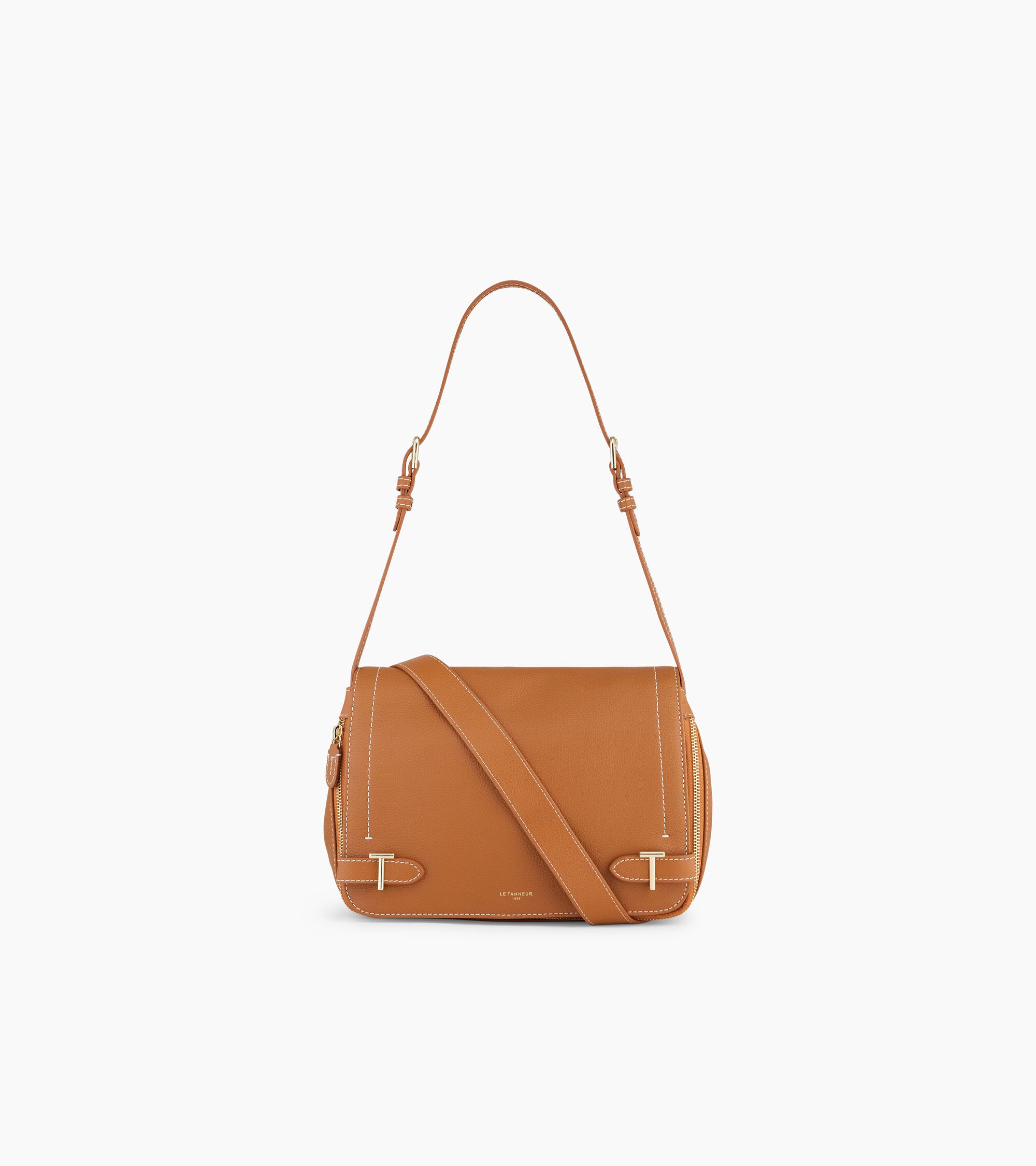 Bolso bandolera mediano Simone de piel texturizada.