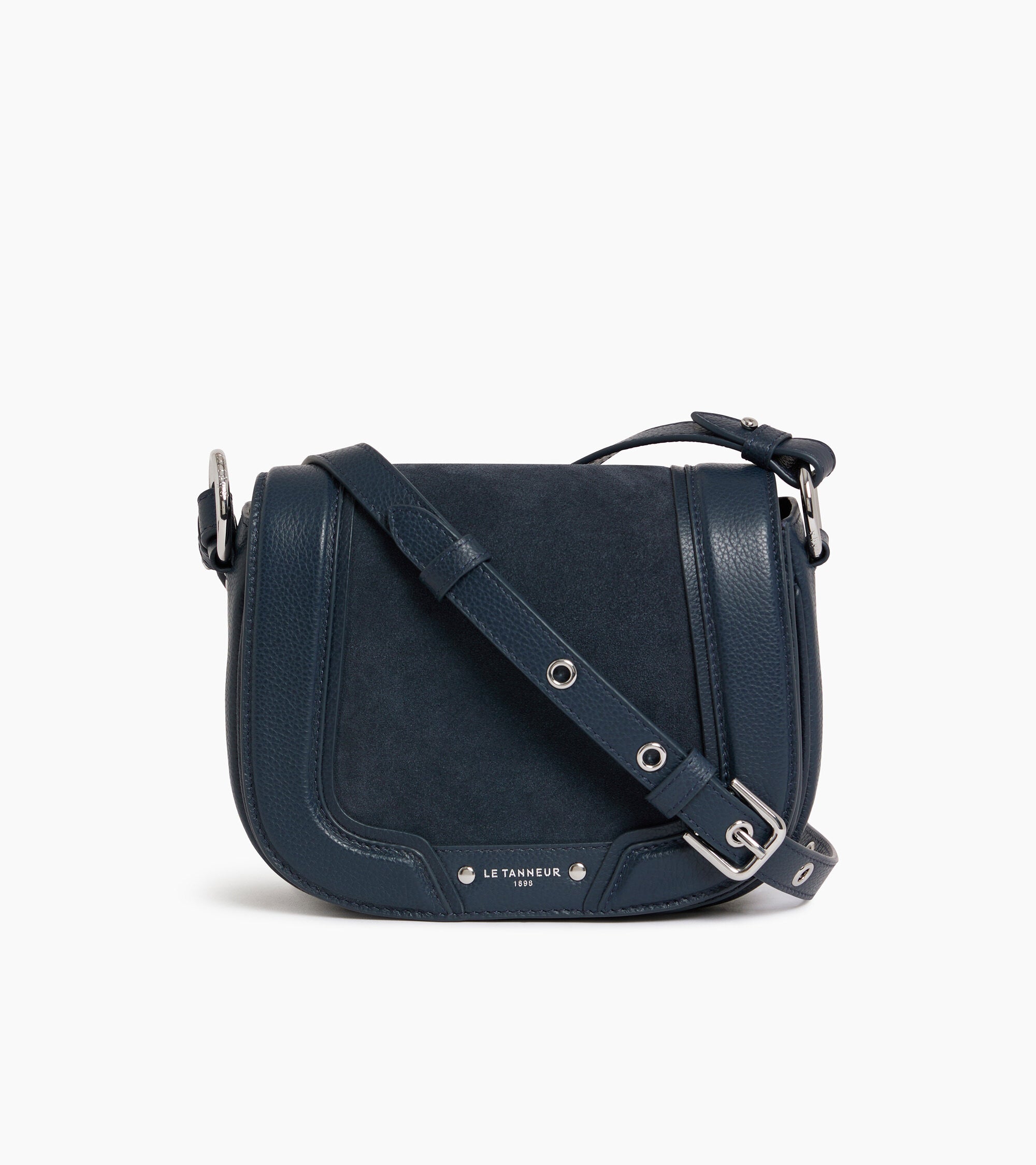 Bolso bandolera pequeño Ella de piel texturizada y nobuk