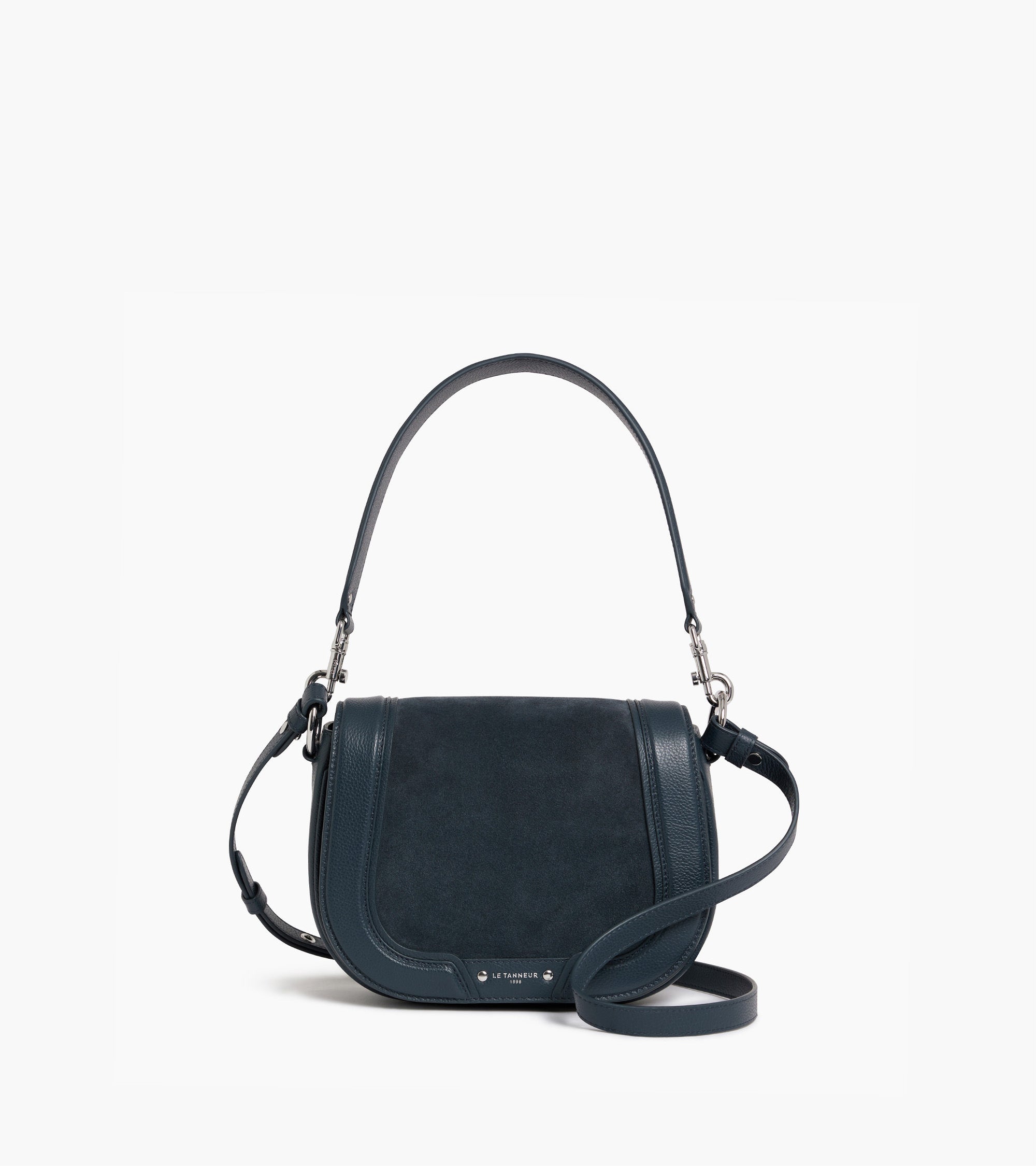 Bolso bandolera mediano modelo Ella de piel texturizada y nobuk