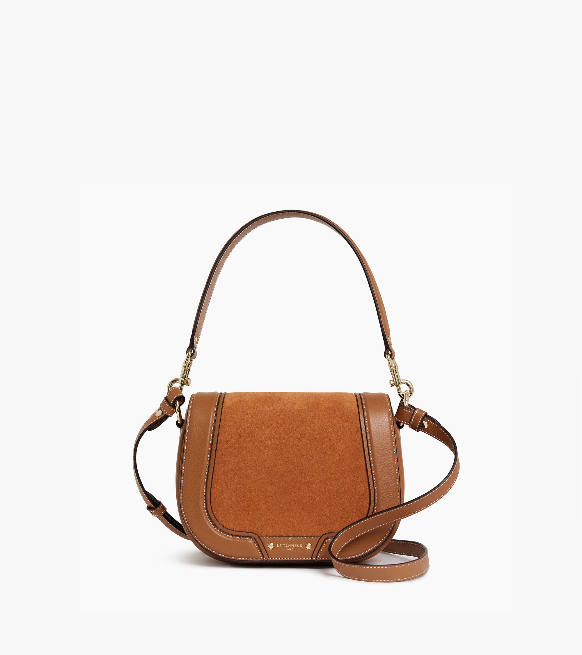 Bolso bandolera mediano modelo Ella de piel texturizada y nobuk